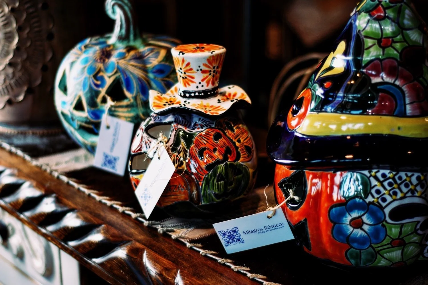Tres Jack's - Three colorful Jack O' Lanterns from Mexico - Milagros Rústicos