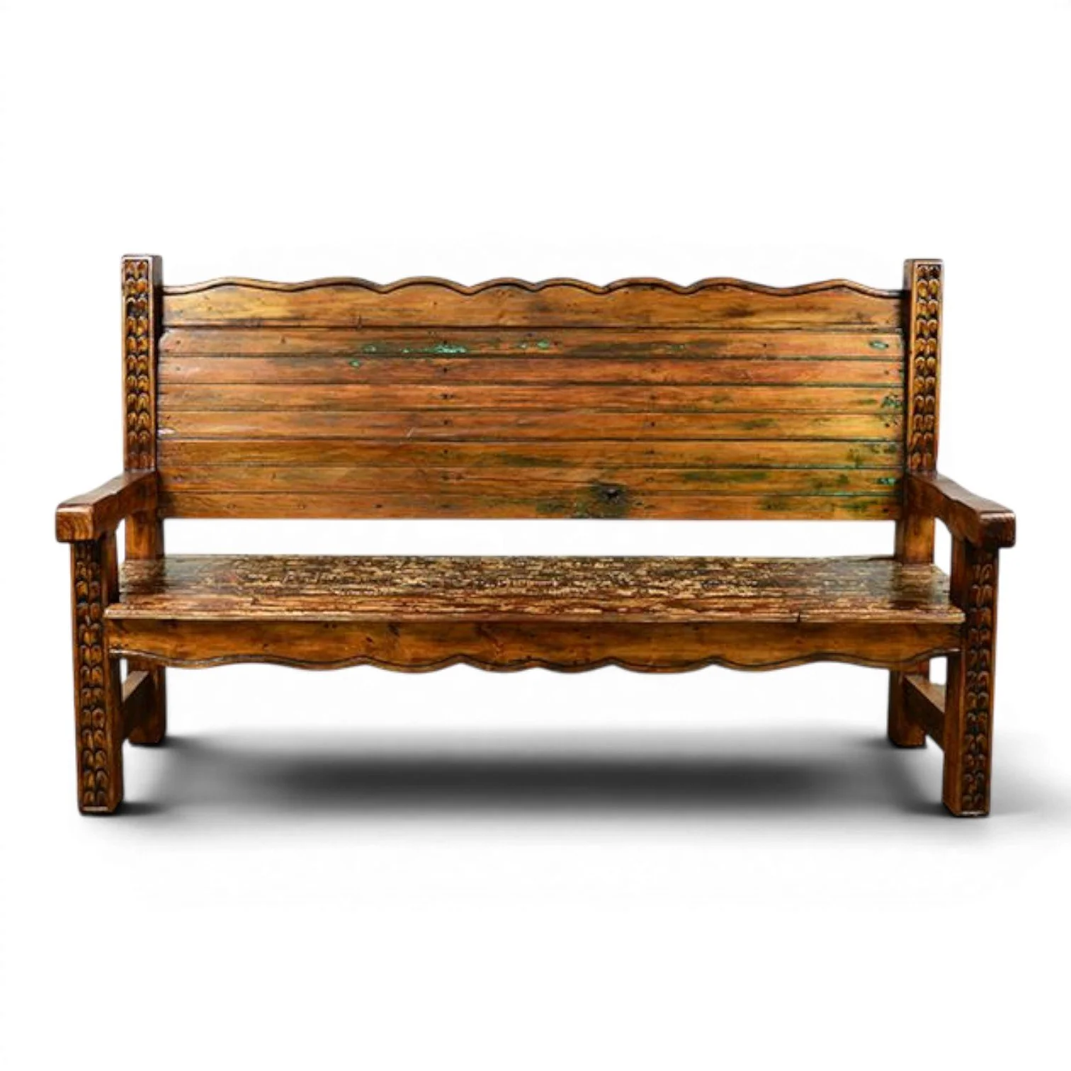 Santiago Bench | Handmade Mexican Antique Style Solid Wood Bench