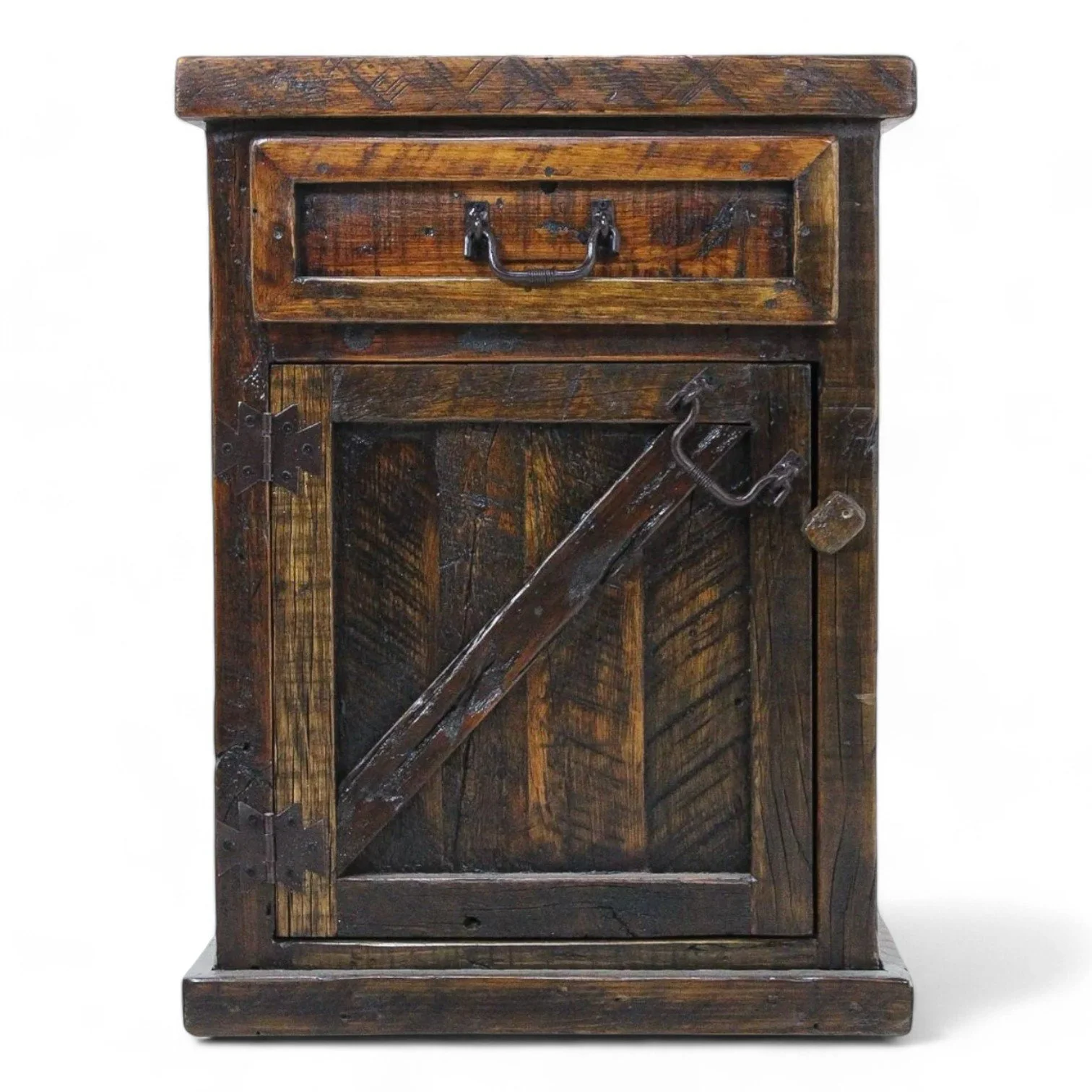 Hacienda Rústica y Elegante handcrafted Mexican reclaimed wood nightstand with rustic Western design