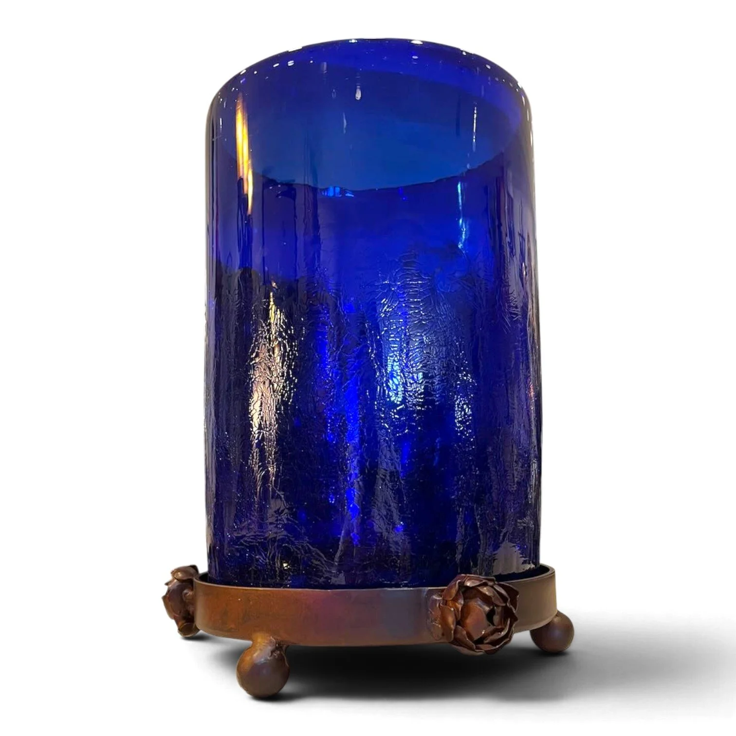 Azul Candelabra w/Metal Stand | Handmade Cobalt Glass & Metal Candelabra