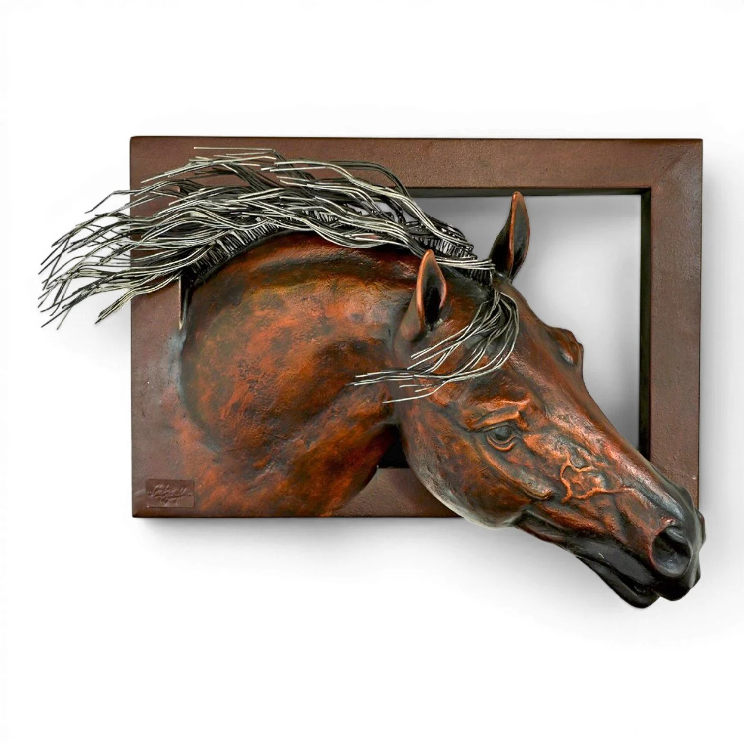 El Caballo Copper Horse Head Wall Art | Life-Size Western Wall Décor