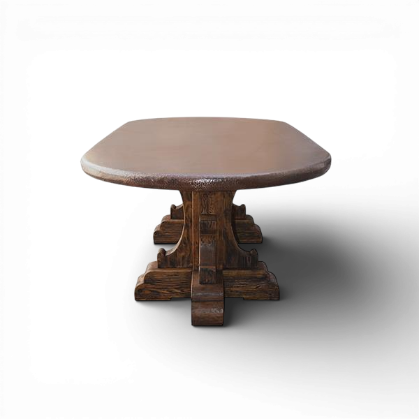 San Martin Oval Hand-Pounded Copper Top Dining Table