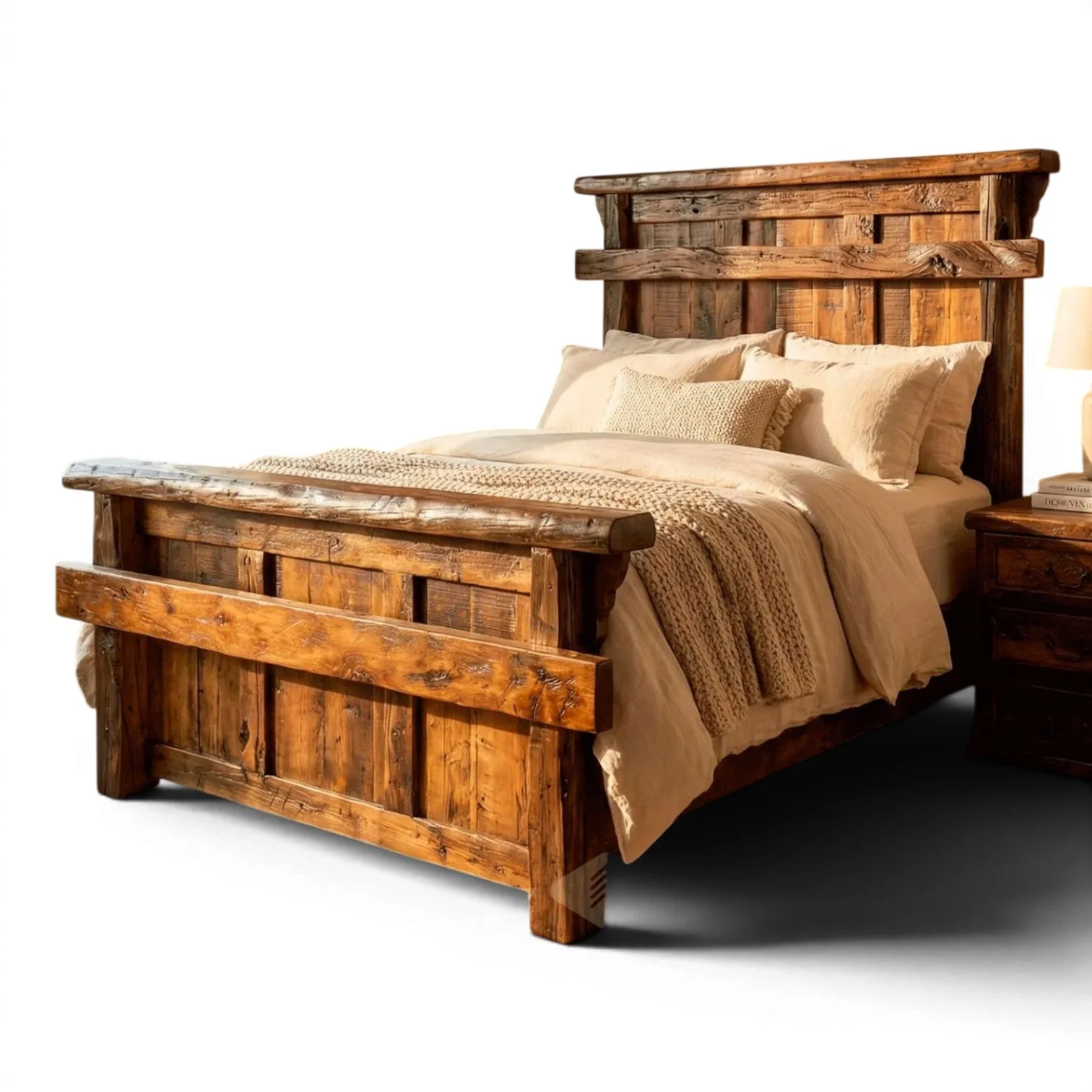 Hacienda Rústica handcrafted Mexican reclaimed wood bed with dark stain and rustic Western design