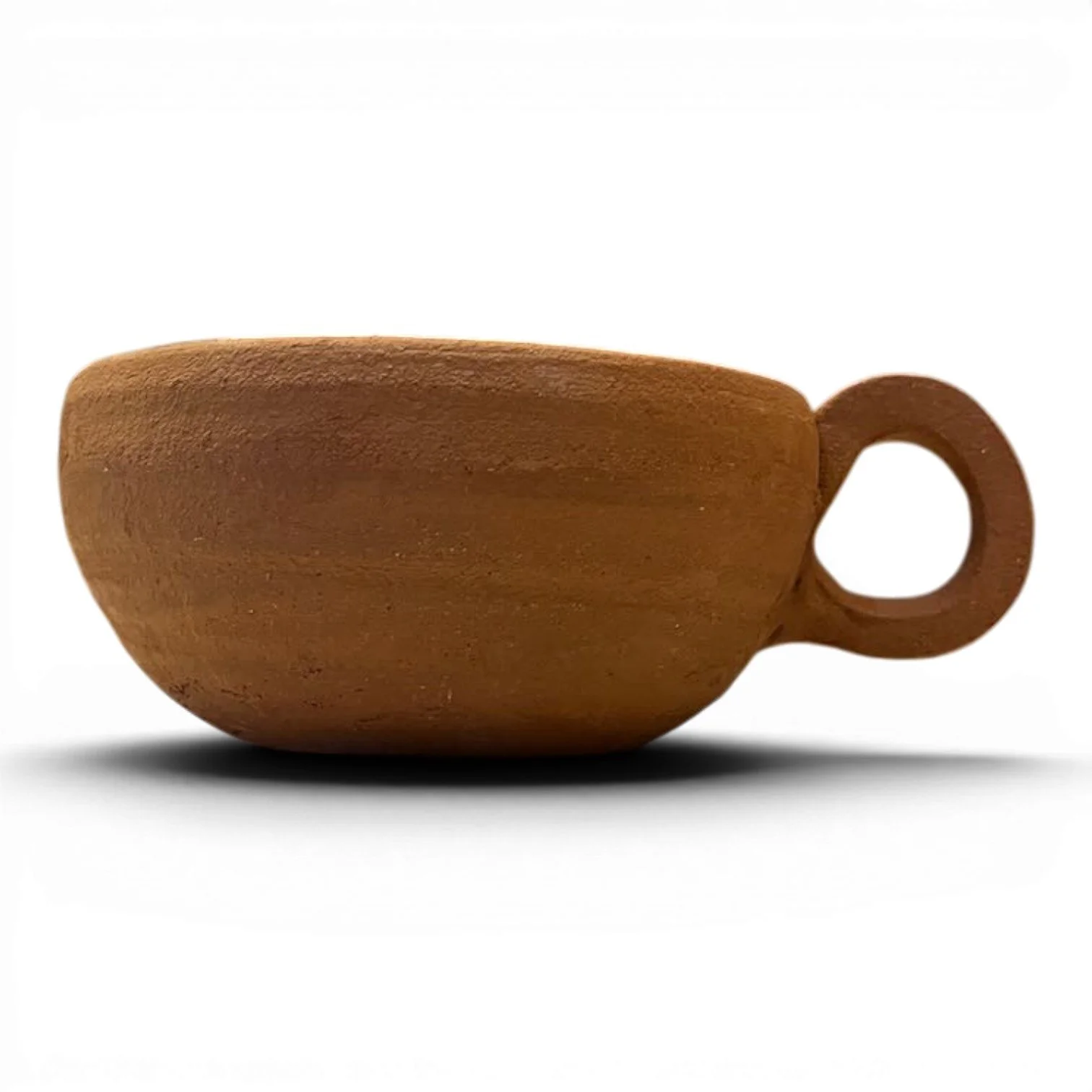 Handmade Medium Oaxaca red clay coffee cup from Mexico with traditional artisan craftsmanship and rustic finish.