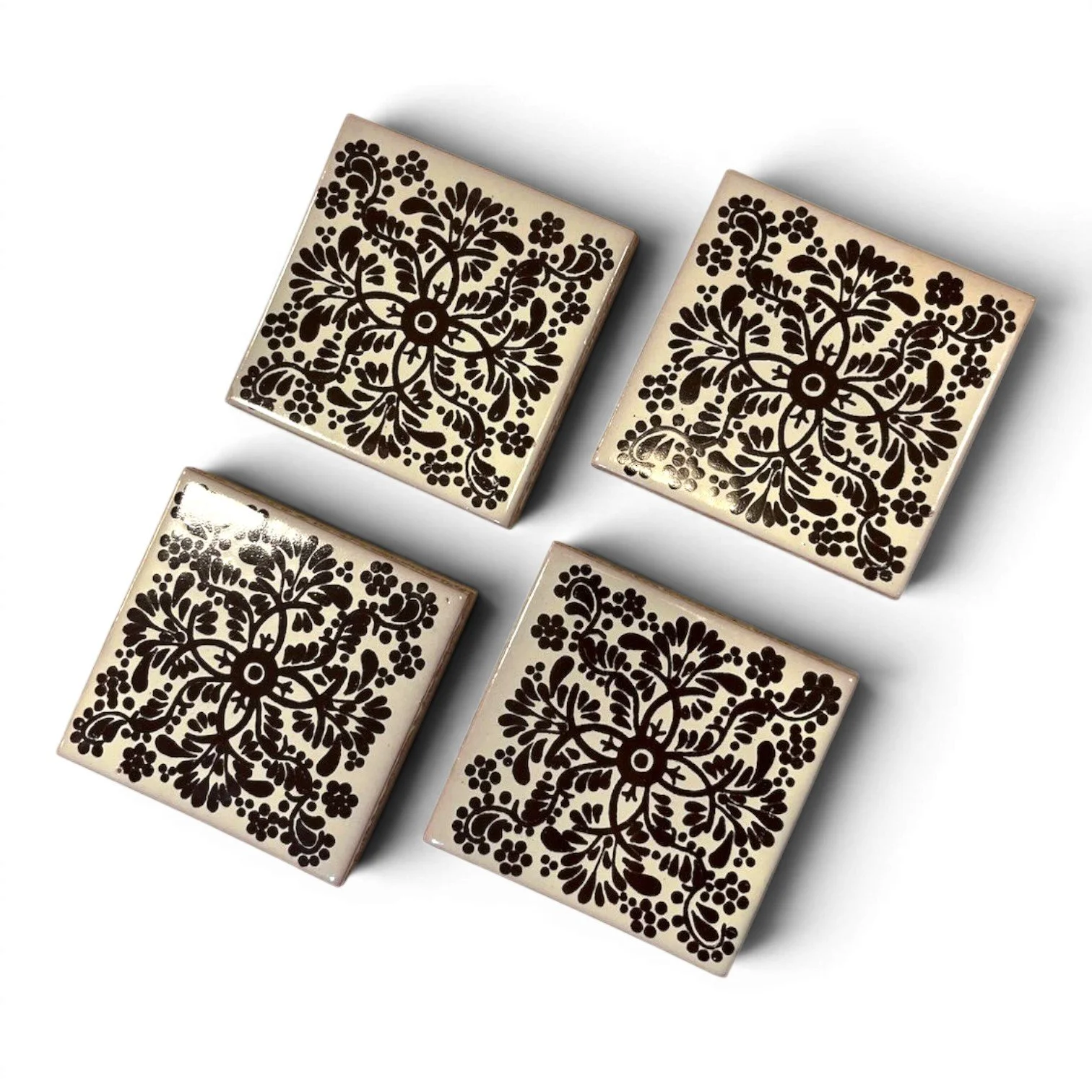 Talavera Tile Coaster Set – Handmade Mexican Tile Coasters (Set of 4)