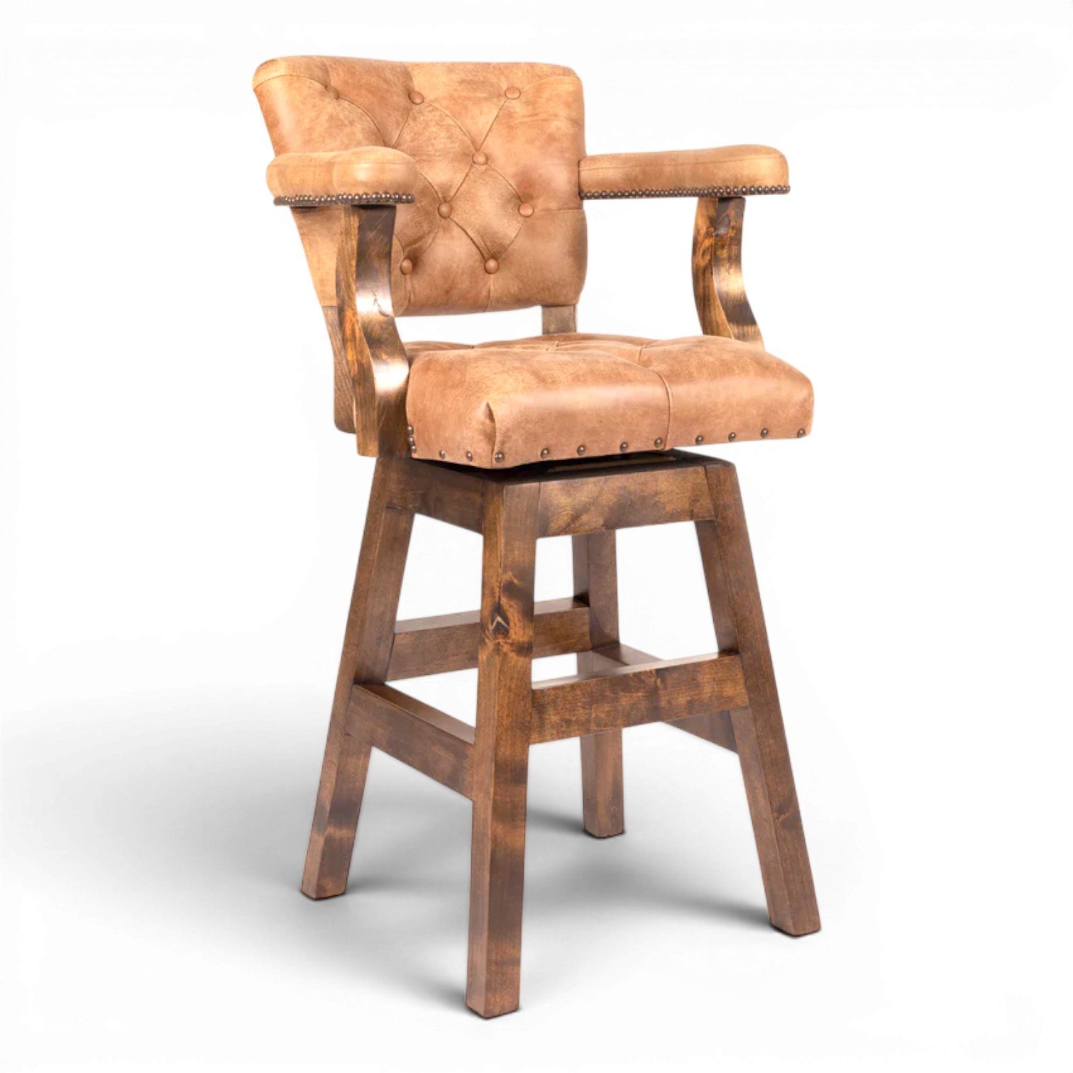 Sheridan Tan Western Bar Stool | Handmade Leather Bar Stool