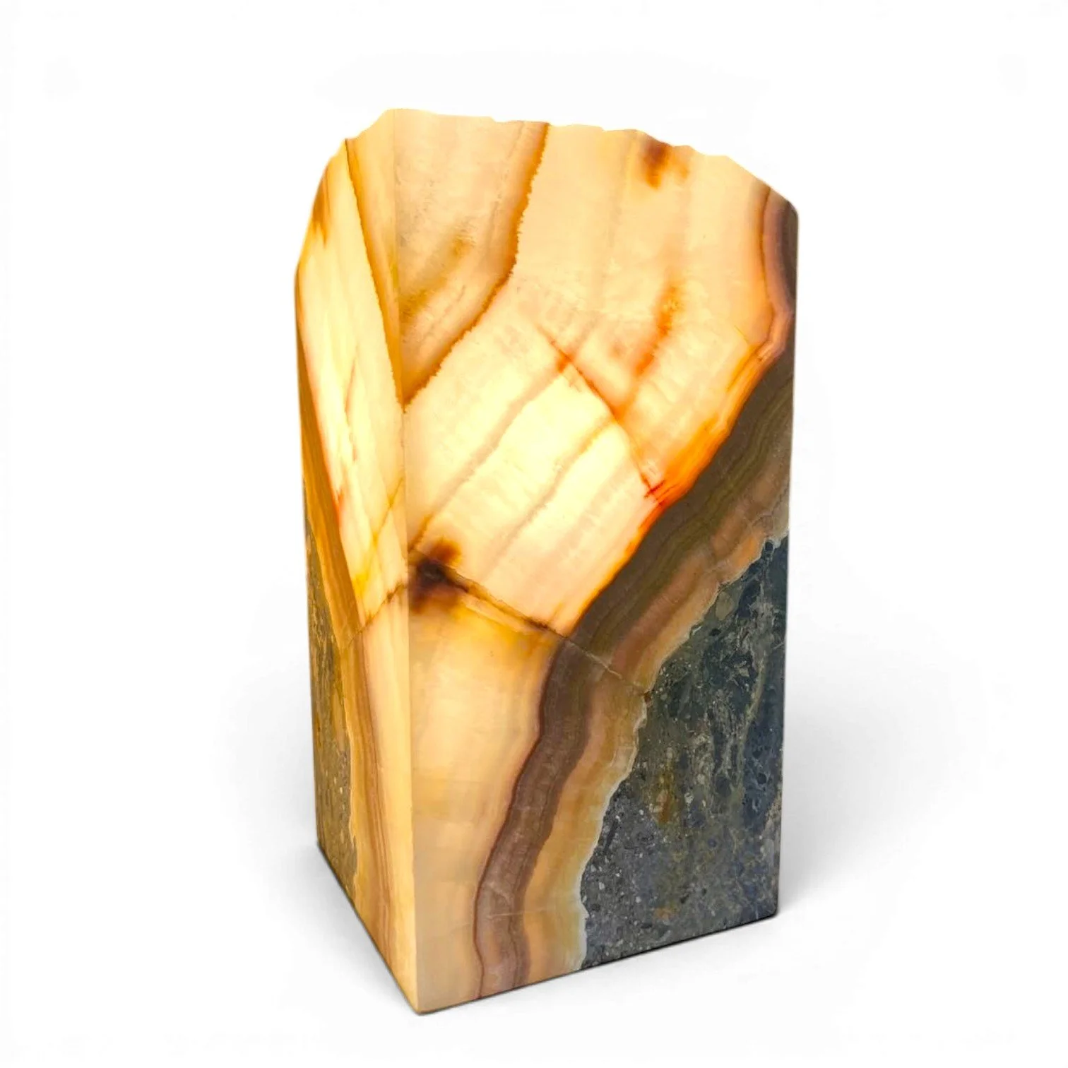 Scalloped Square Onyx Lamp | Handmade Mexican Stone Accent Lamp
