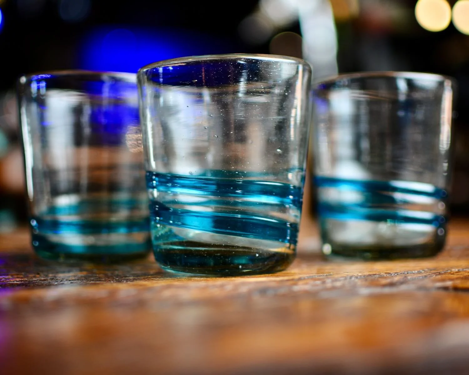 Turquoise Serpentine Glass 4 Set