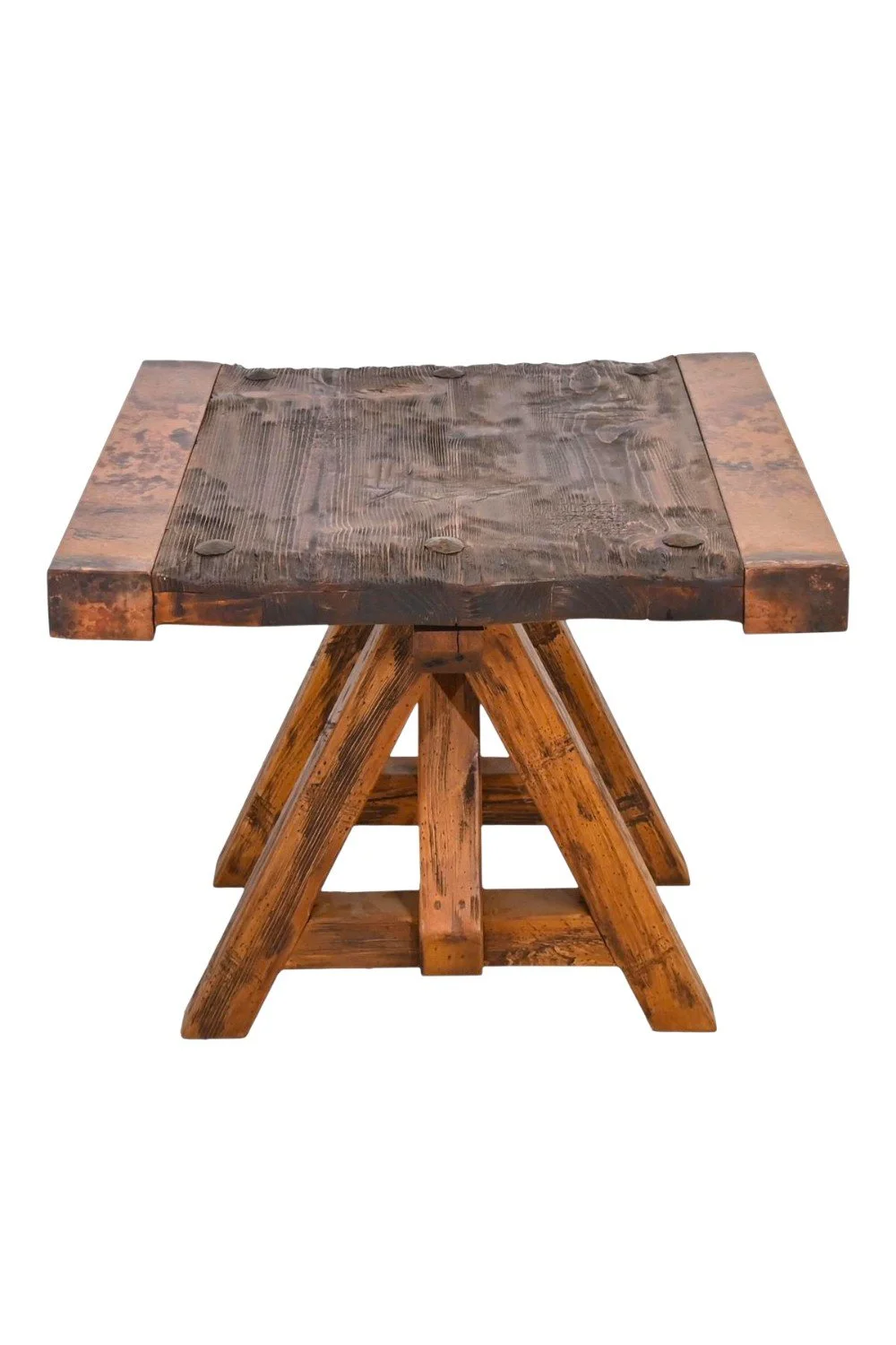 Floresville Copper Edge End Table – Handmade Mexican Rustic Table