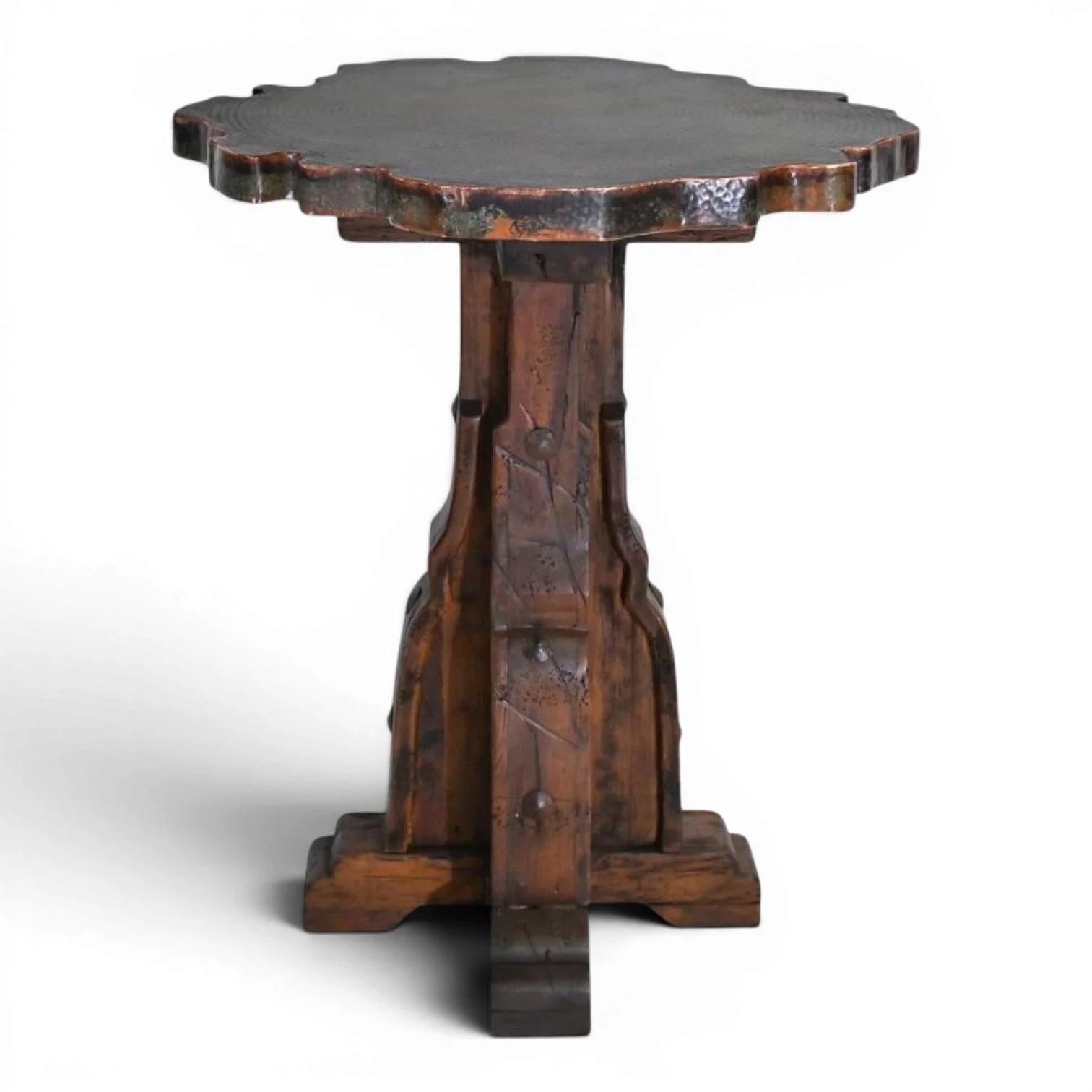 Tabasco Bar Table | Handmade Mexican Verdigris Copper Live Edge Bar Table