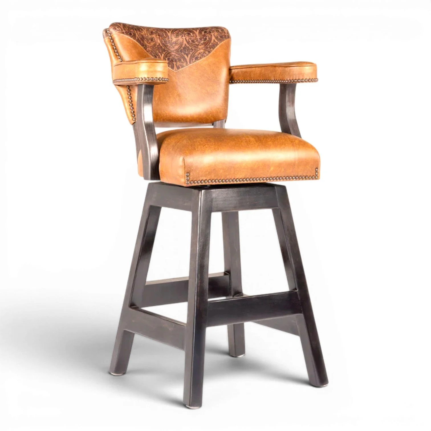 Tombstone Western Bar Stool | Handmade Leather Bar Stool