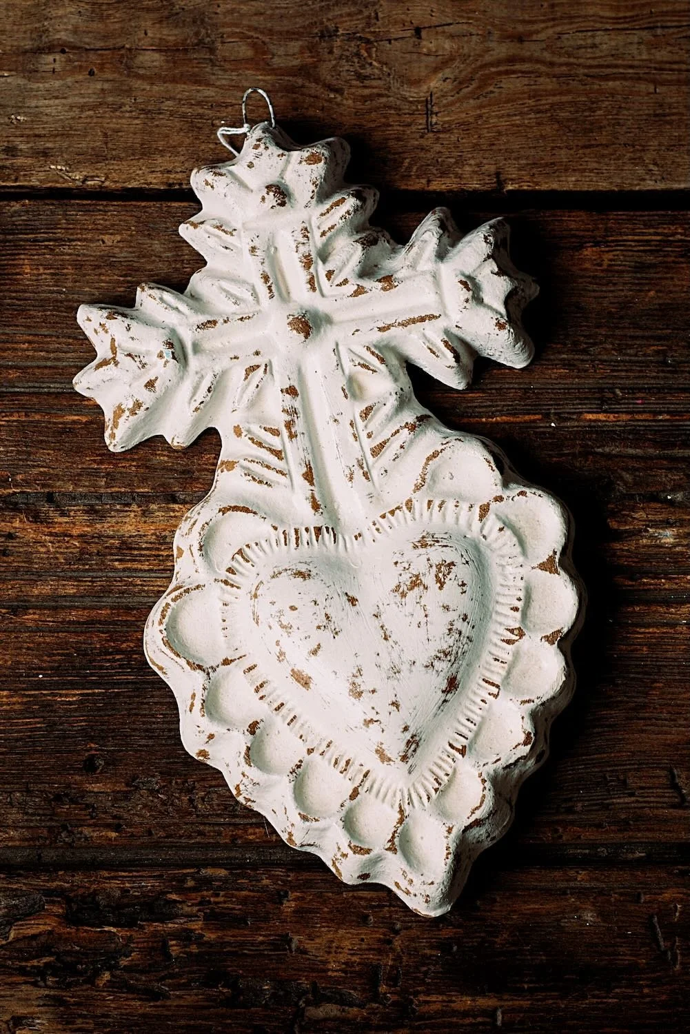 White Clay Heart with Cross