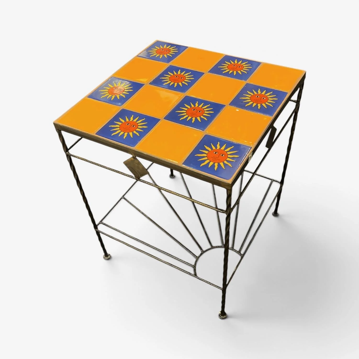 Talavera 16 Tile Table – Handmade Mexican Tile & Iron End Table - Estillo 2