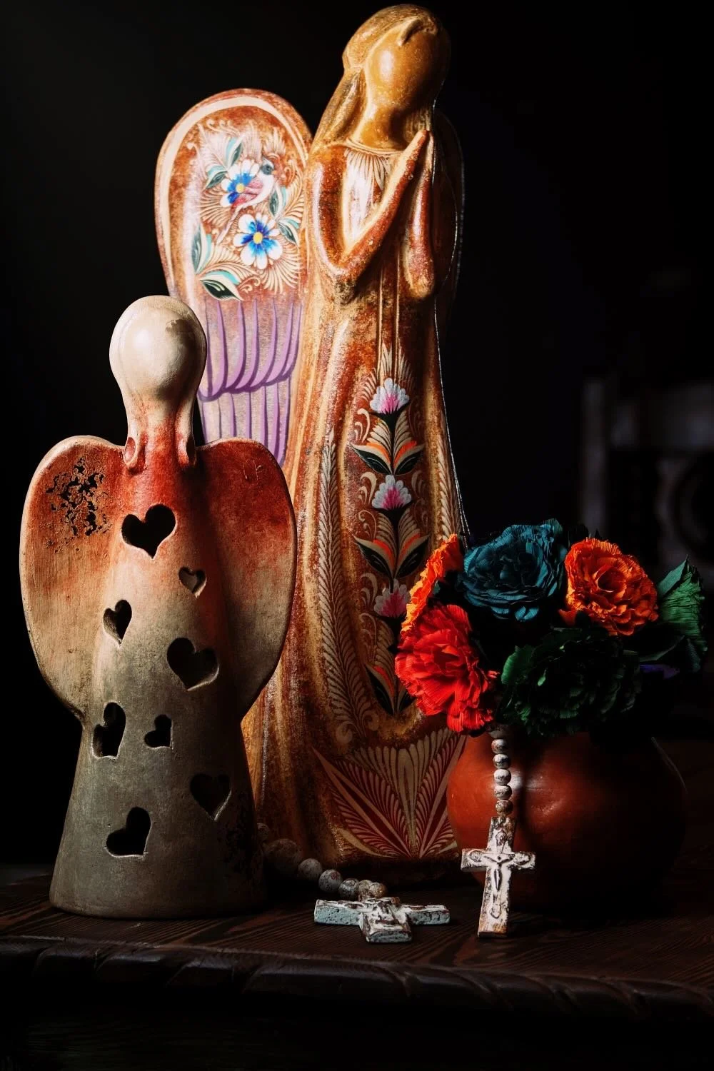 New Shipment of Large Clay Angels from Mexico.