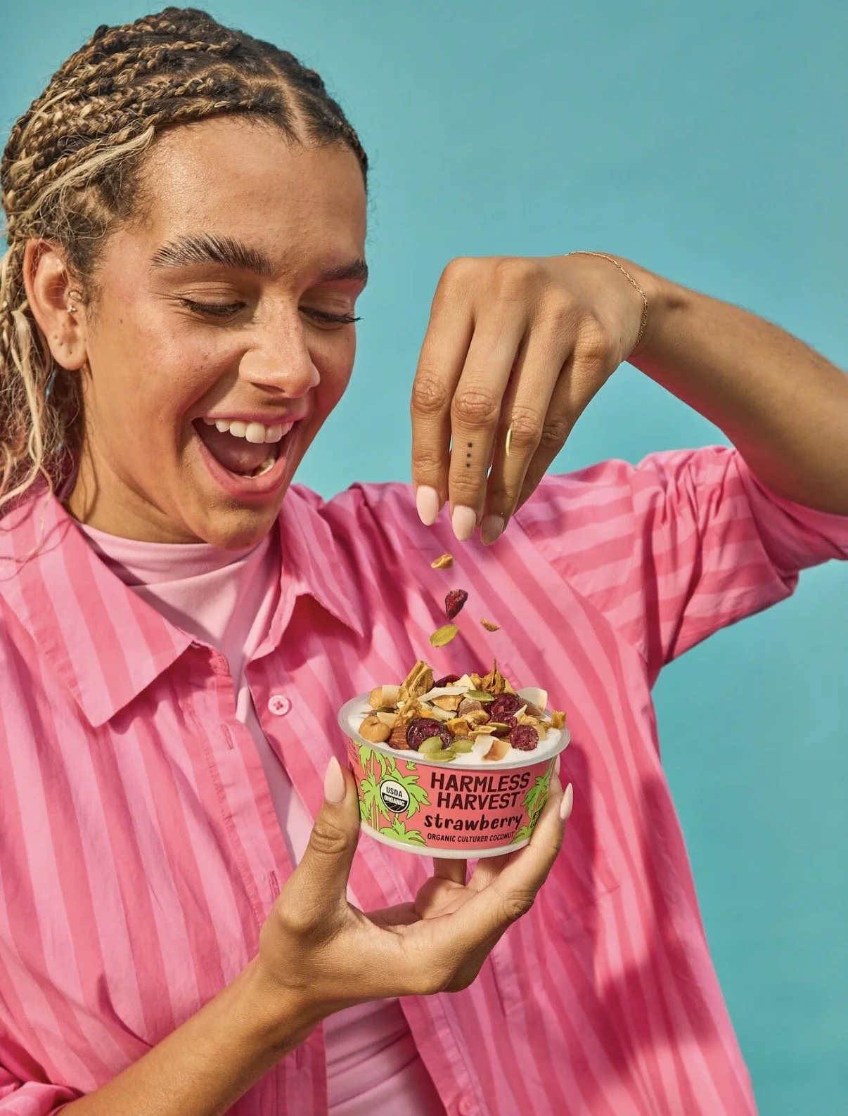 Harmless Harvest: Yogurt SKUs 
Wardrobe Styling
