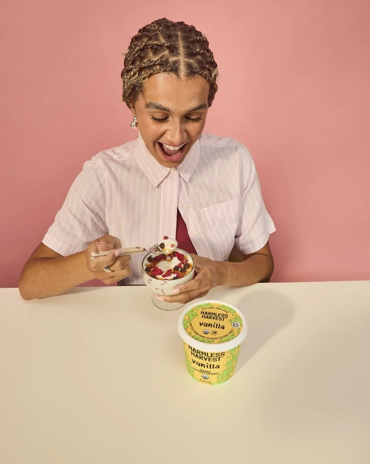 Harmless Harvest: Yogurt SKUs 
Wardrobe Styling