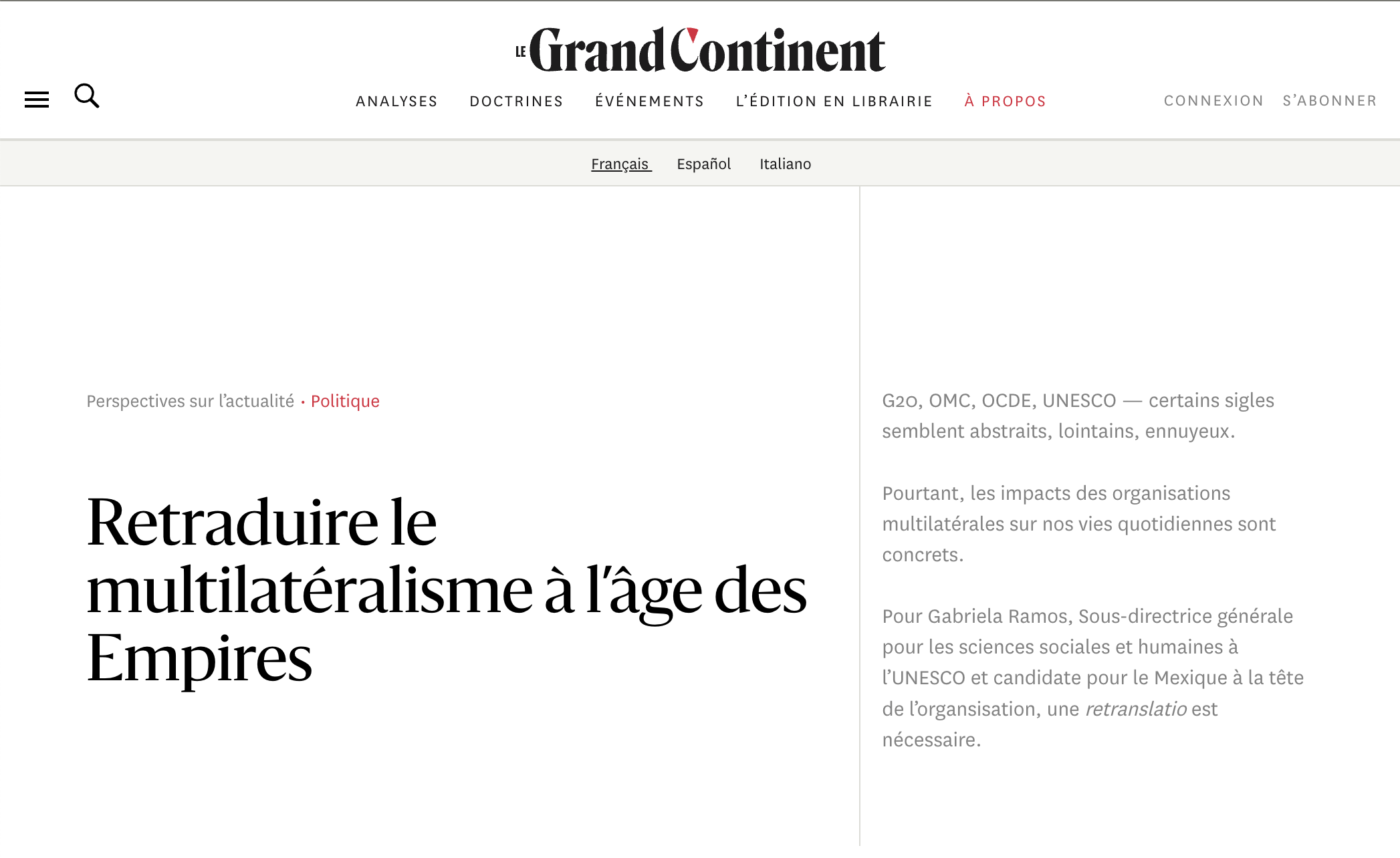 Retraduire le multilatéralisme à l’âge des empires