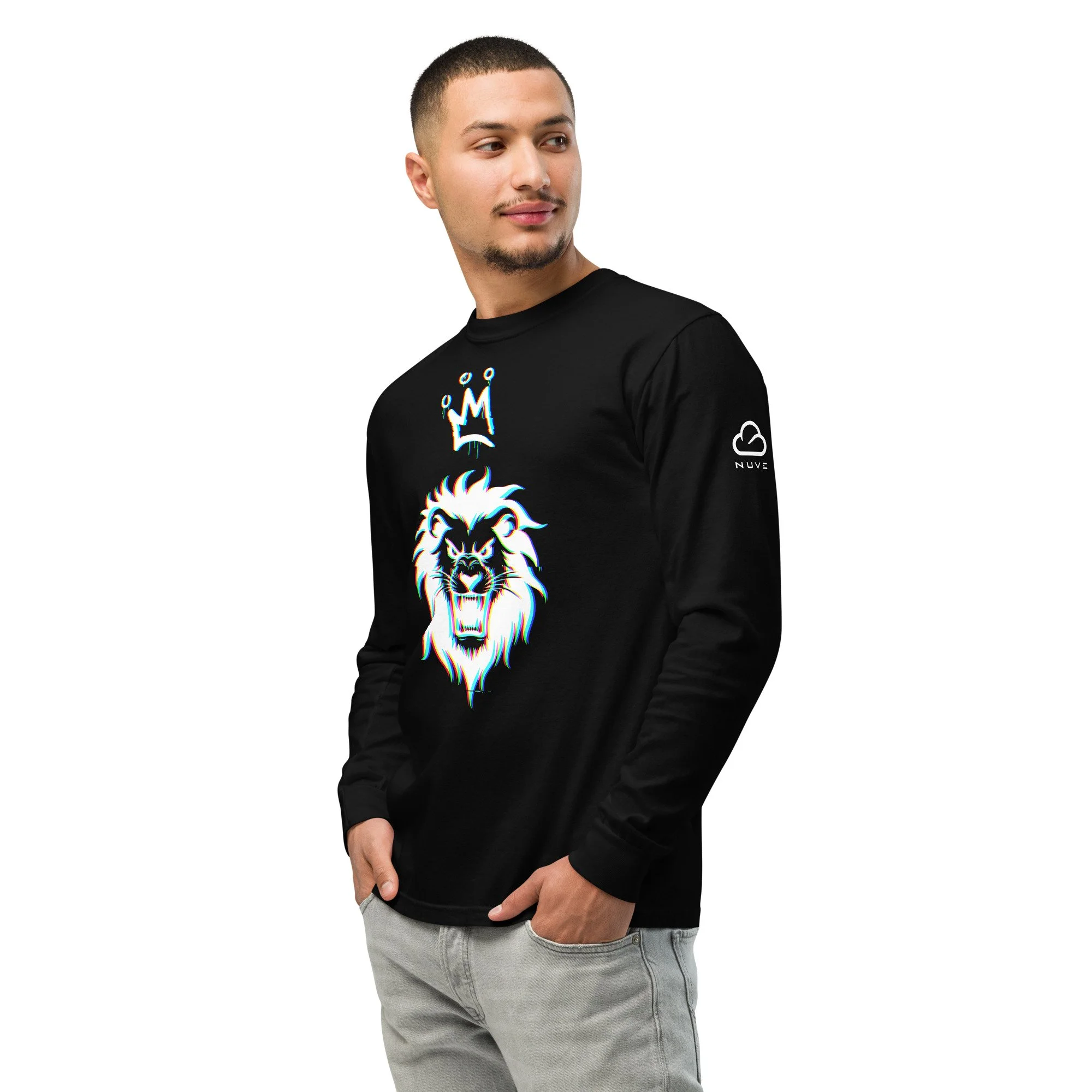 Unisex heavyweight tie-dyed long-sleeve shirt, streetwear print Lion Glith (The Beasts)