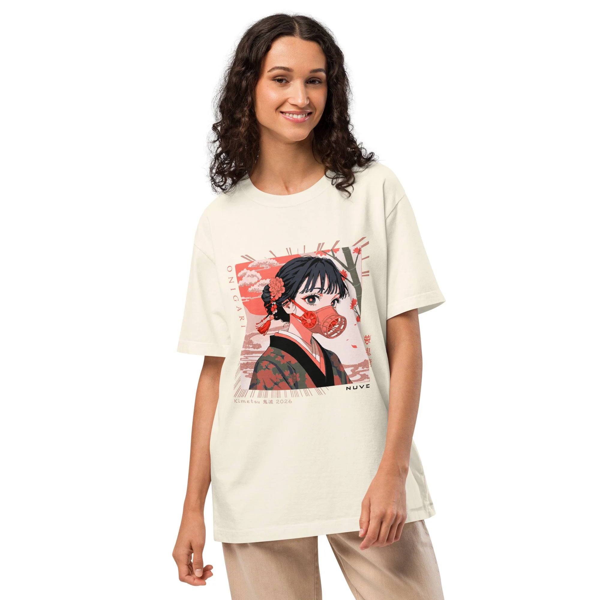 Vintage Oversized Onigari T-Shirt, Unisex Streetwear (Kimetsu 鬼滅)