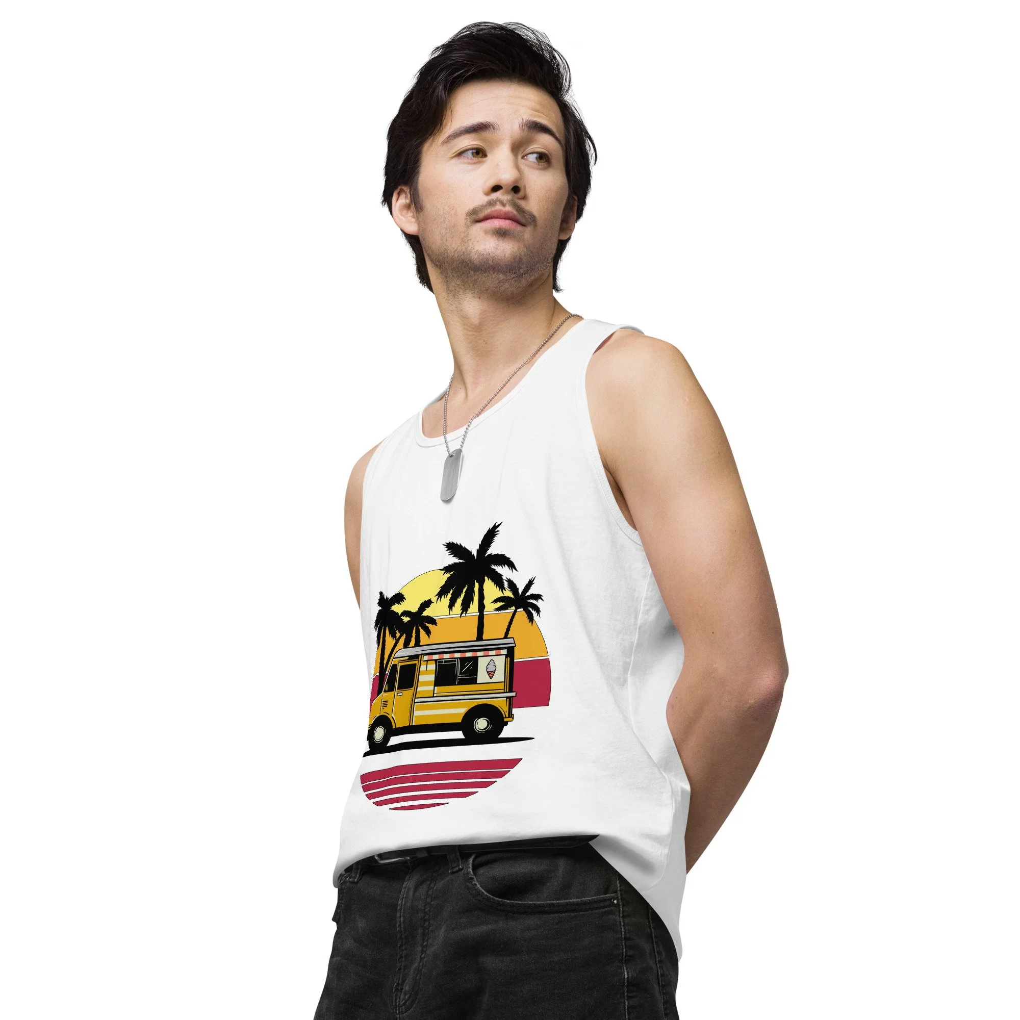 Tropical Sunset Sleeveless T-Shirt, NuveStyle Premium Streetwear for Men