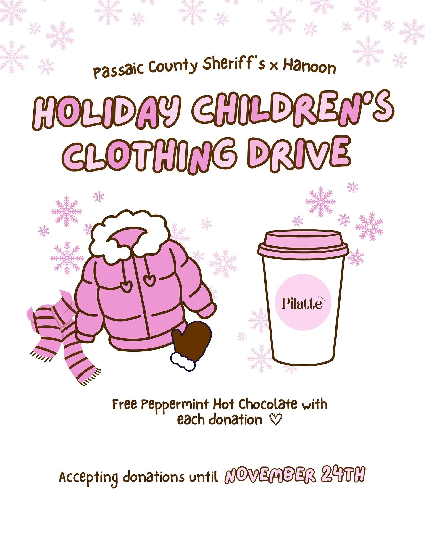 This holiday season, let&rsquo;s give back while we flow together 💕We are partnering with @passaiccountysheriffs &amp; @hanoooooooonnn to give back to our community 🫶🏻💗

Bring in new or gently used children&rsquo;s clothing to donate, and enjoy a