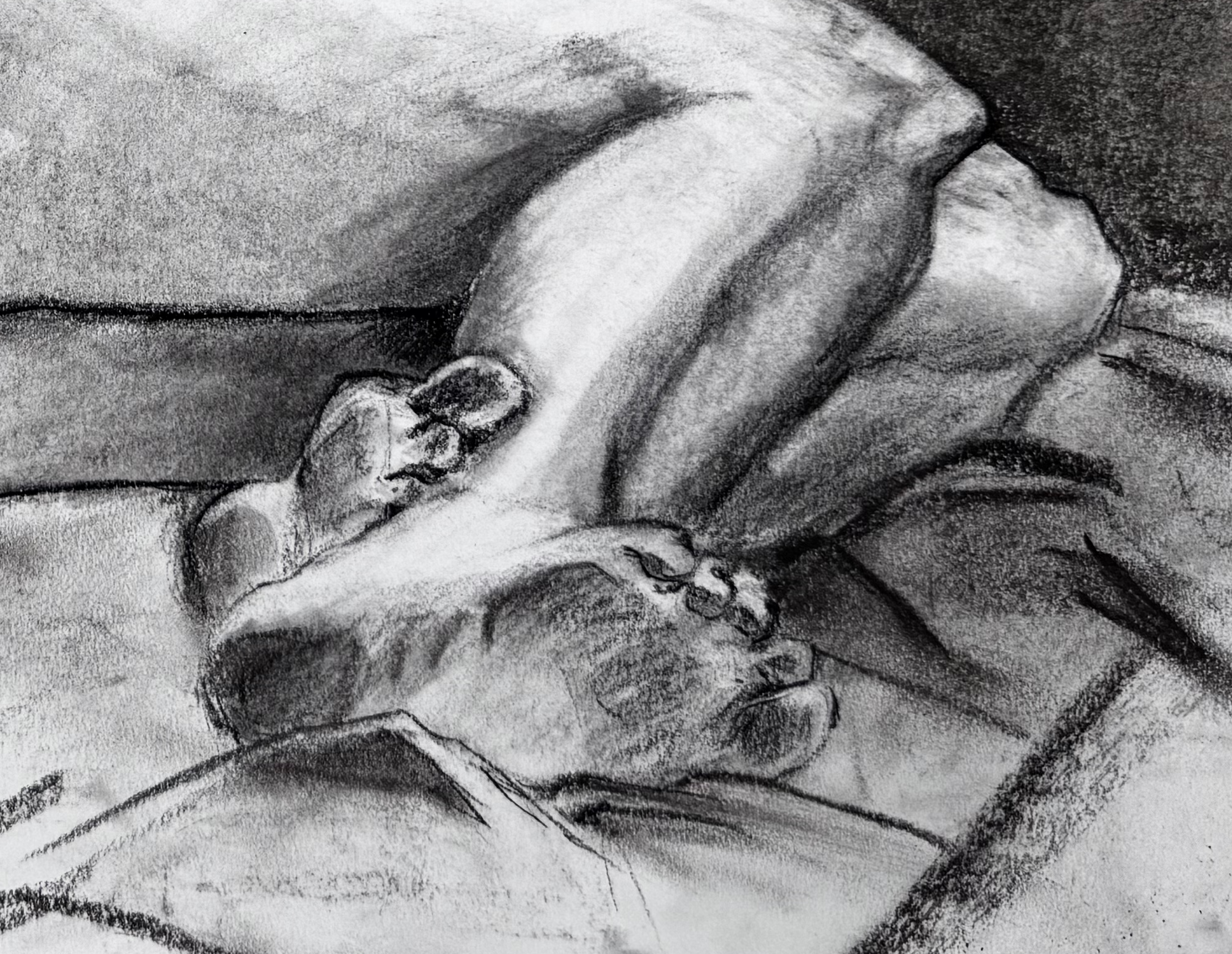 "Jessamyn Contrast Study" (detail), Charcoal