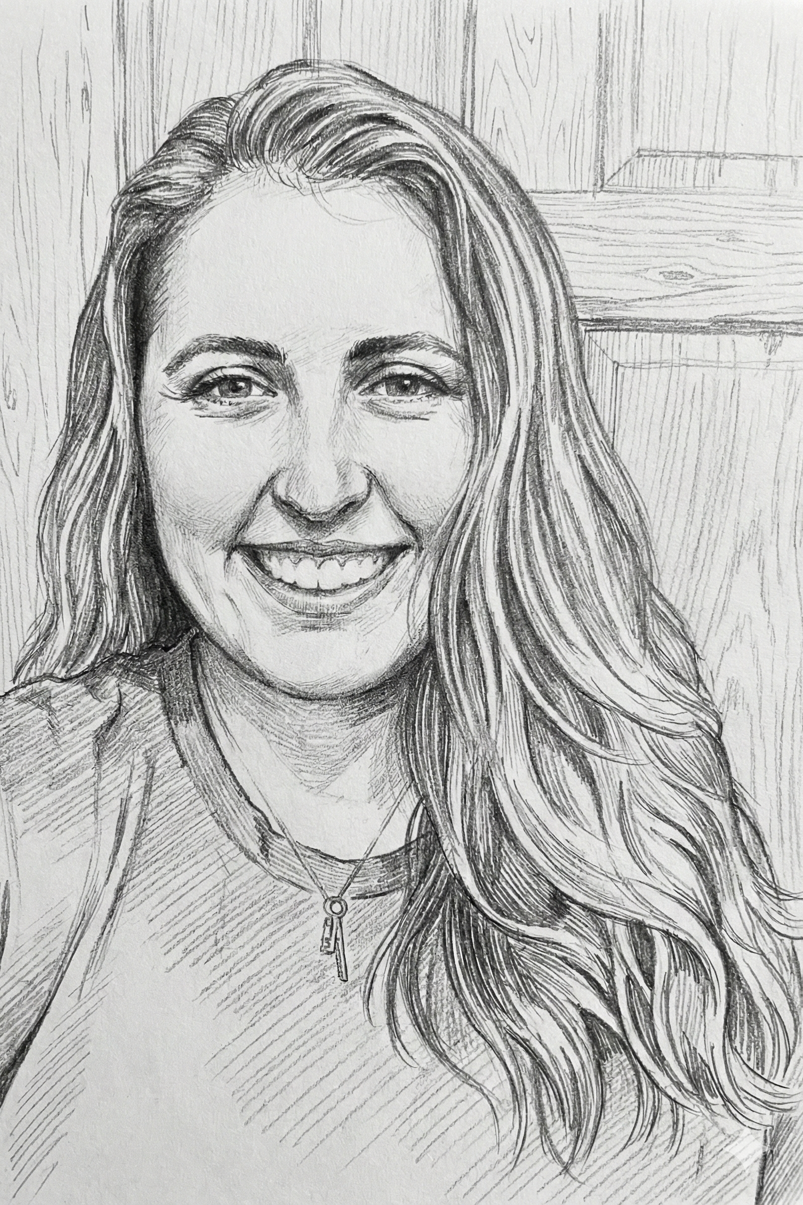Black & White Hand Drawn Sketch of Becca Sprague