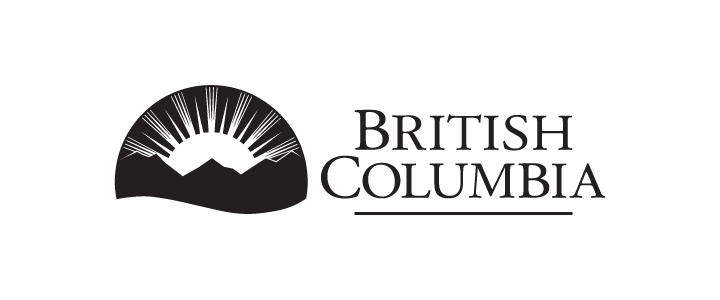 British Columbia logo with sun and mountains graphic
