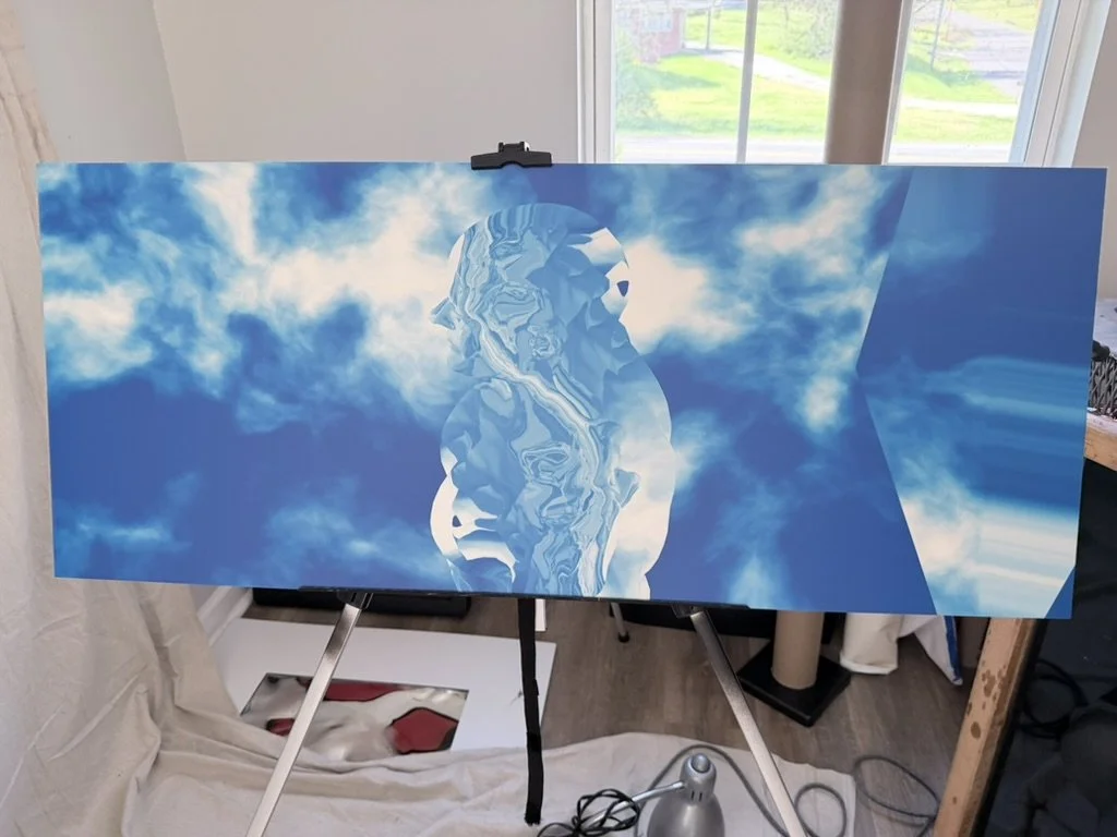 "God Body", UV Ink, Acrylic and Varnish on Aluminum Composite Panel, 74"x31"