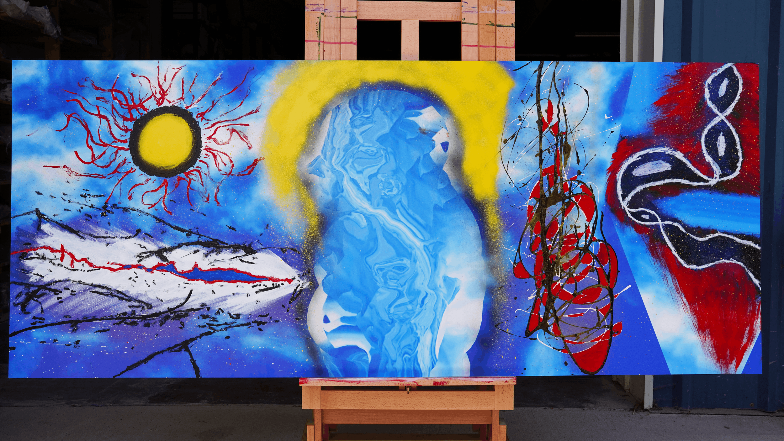 "God Body 2" -- UV Ink, Acrylic, Latex, and Spray Paint on Aluminum Composite Panel -- 74in. x 31in. -- 2026