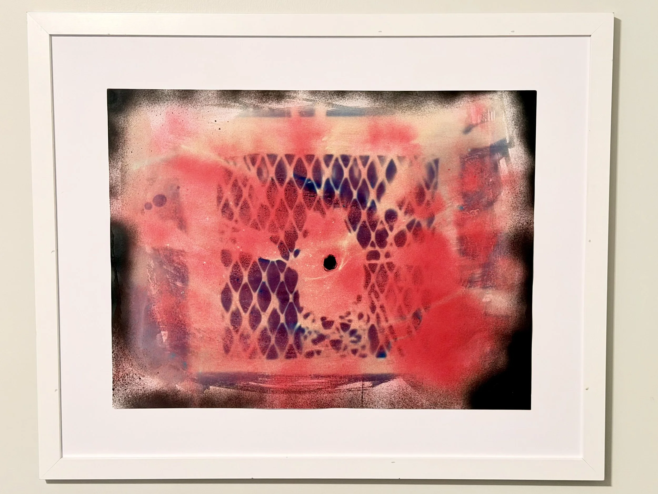"Core Wound 1", Cyanotype and Spray Paint on Paper, 18"x24"