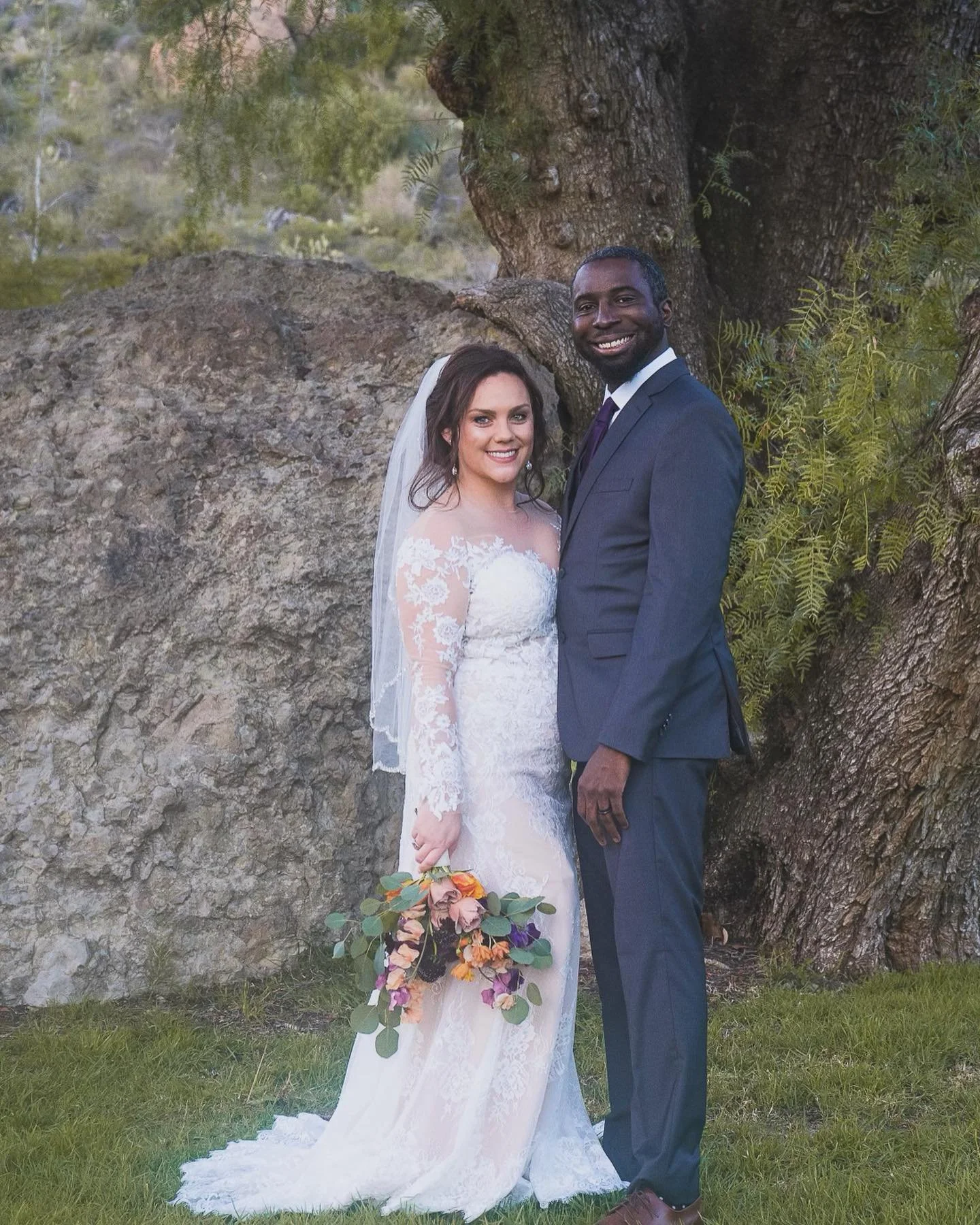 Was my absolute joy &amp; honor to make the bouquet for my sweet cousin on her big day back in February. She wanted eucalyptus, purples &amp; oranges. Done &amp; done. So grateful I got to be a part of her day &amp; grateful to add some new family to