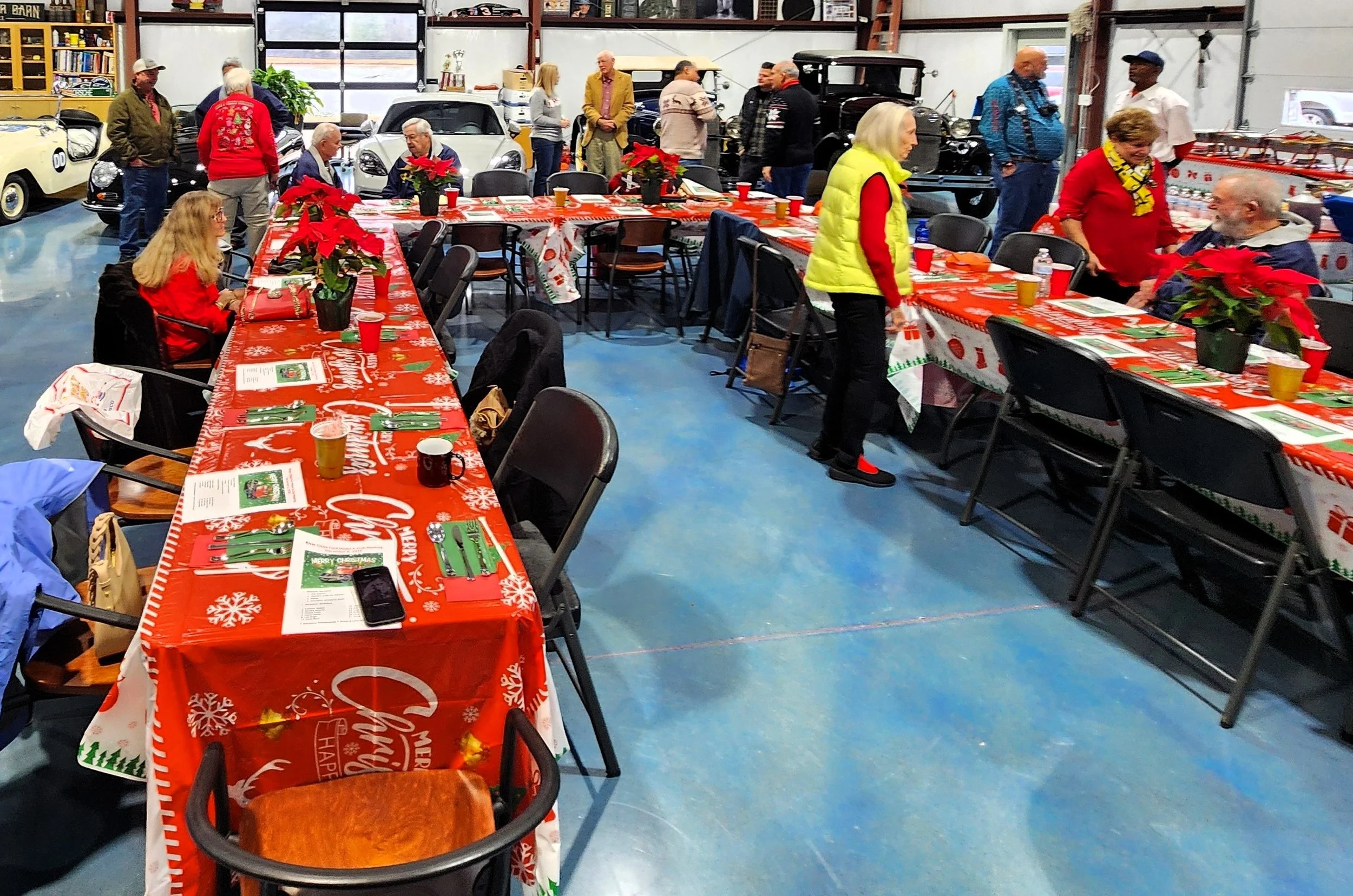 Tables festively decorated for the party 