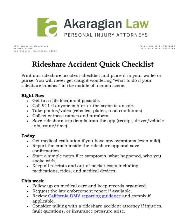 rideshare accident checklist