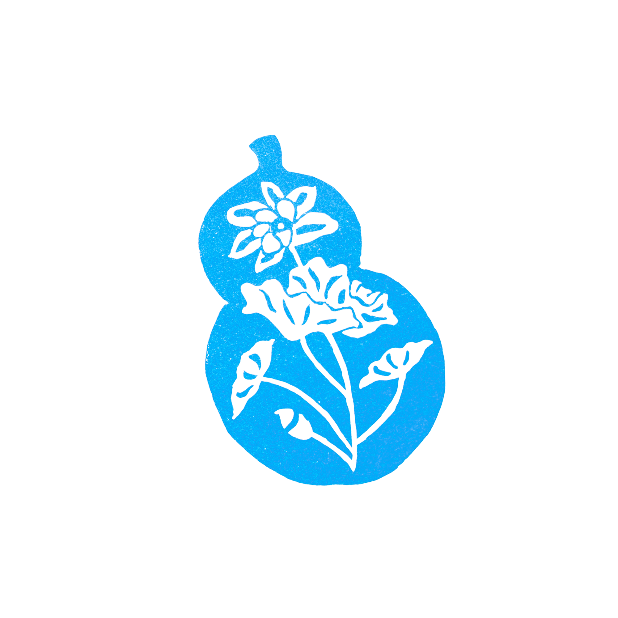 Blue decorative ornament with a floral cut-out design of flowers and leaves.