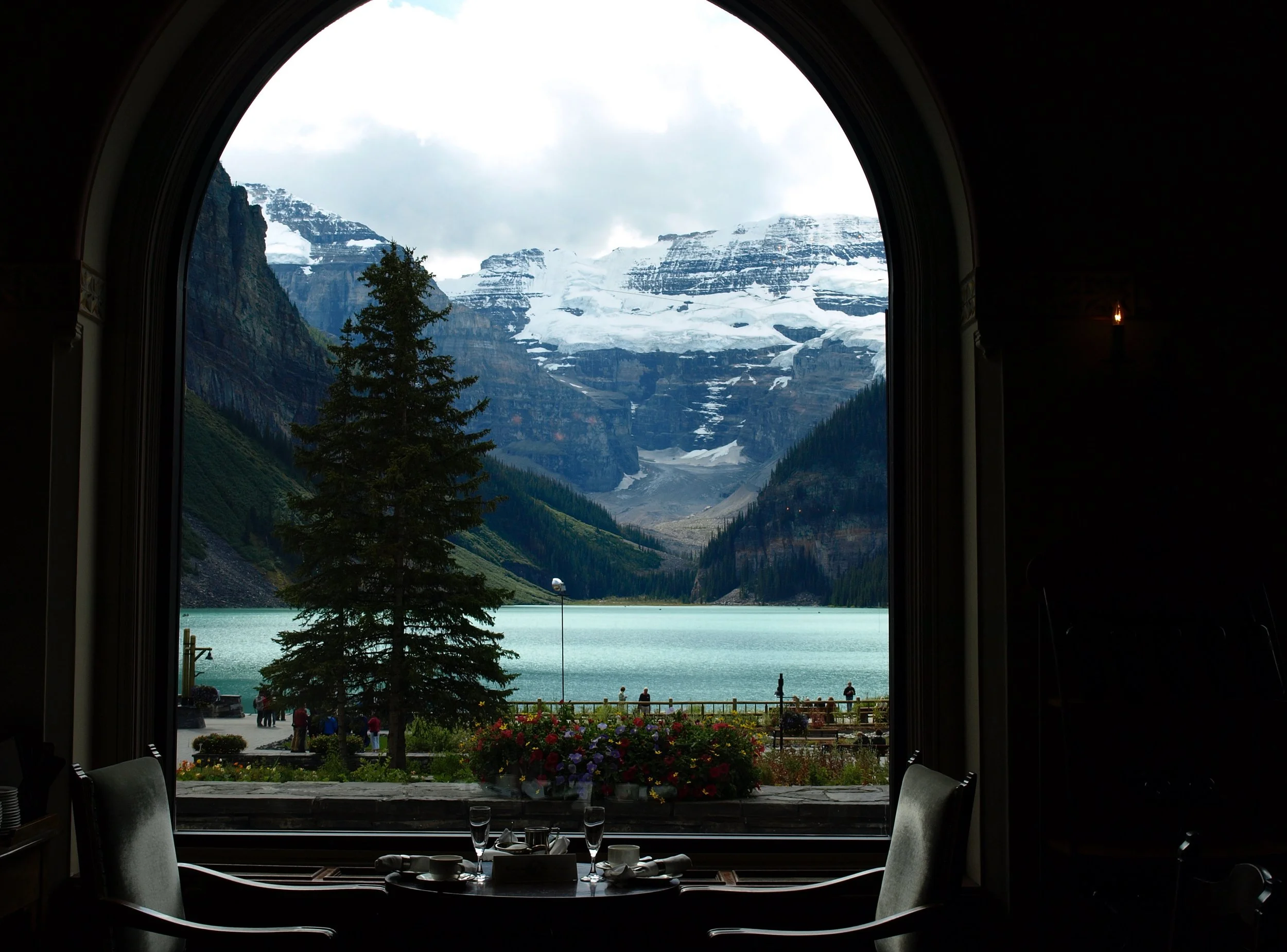 Inside the Fairmont looking at Lake Louise