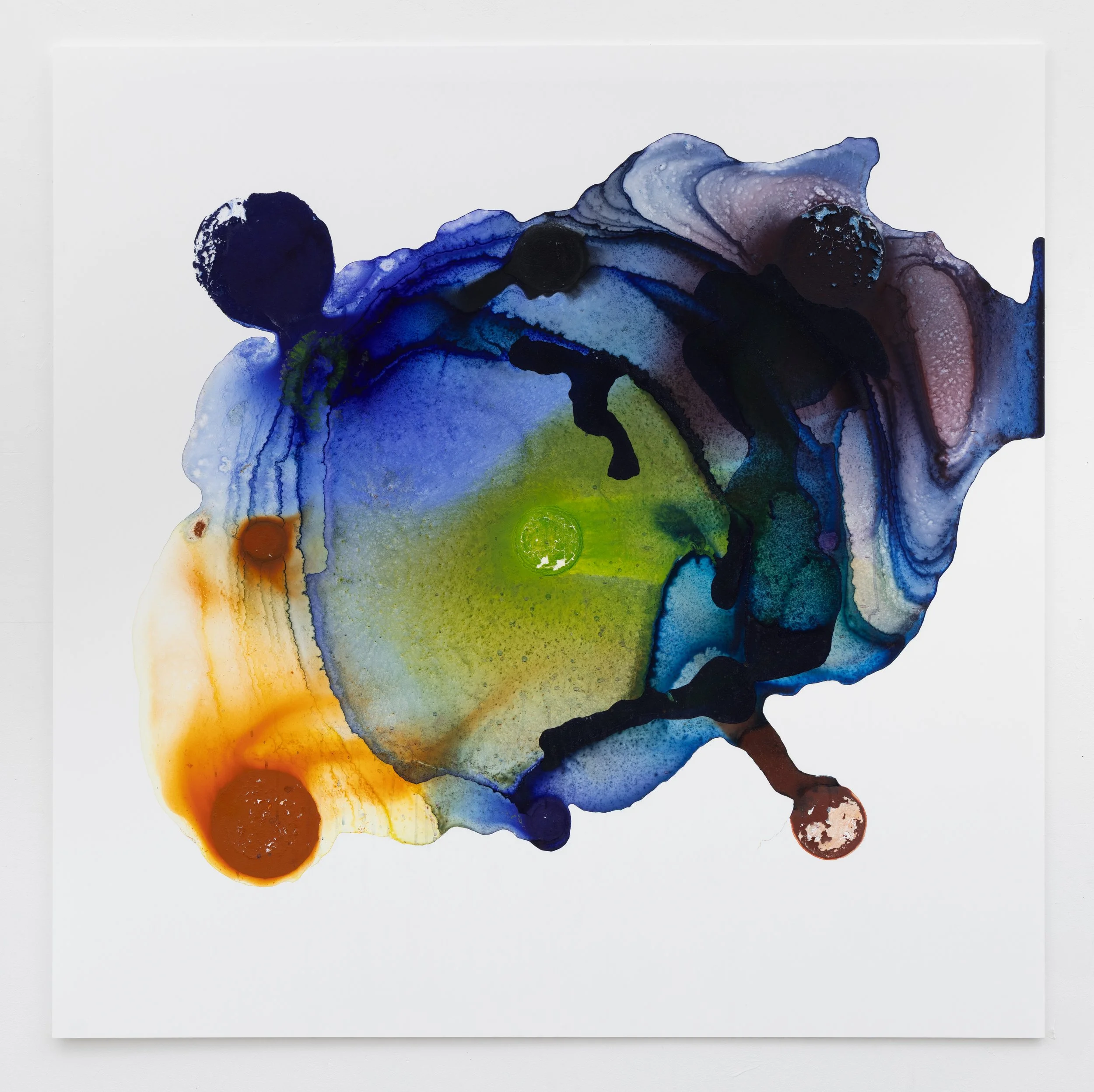 Interaction Of Mass 1, Acrylic on cast Perspex, 140 x 140cm, 2025