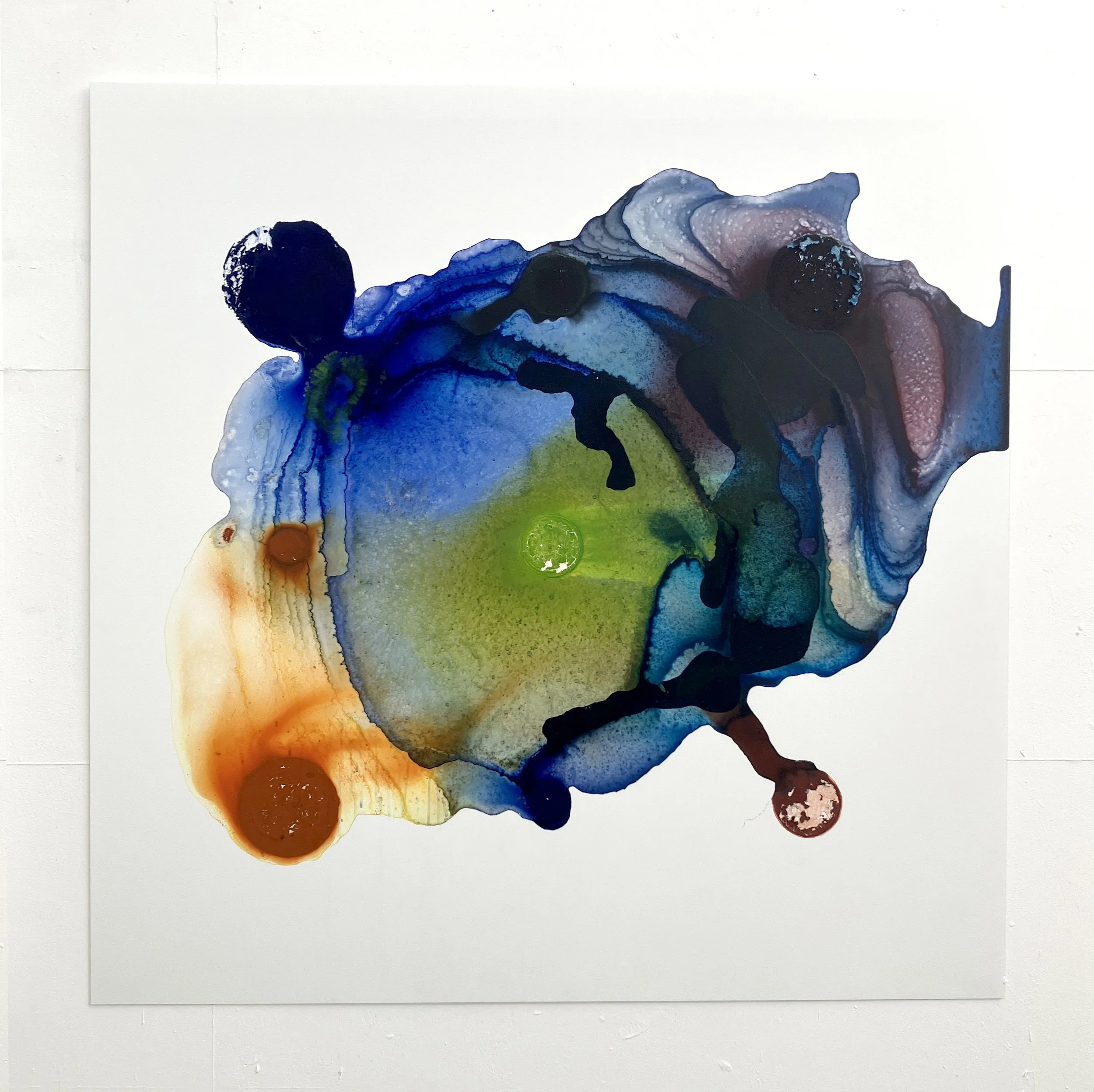 Interaction Of Mass 1, Acrylic on cast Perspex, 140 x 140cm, 2025