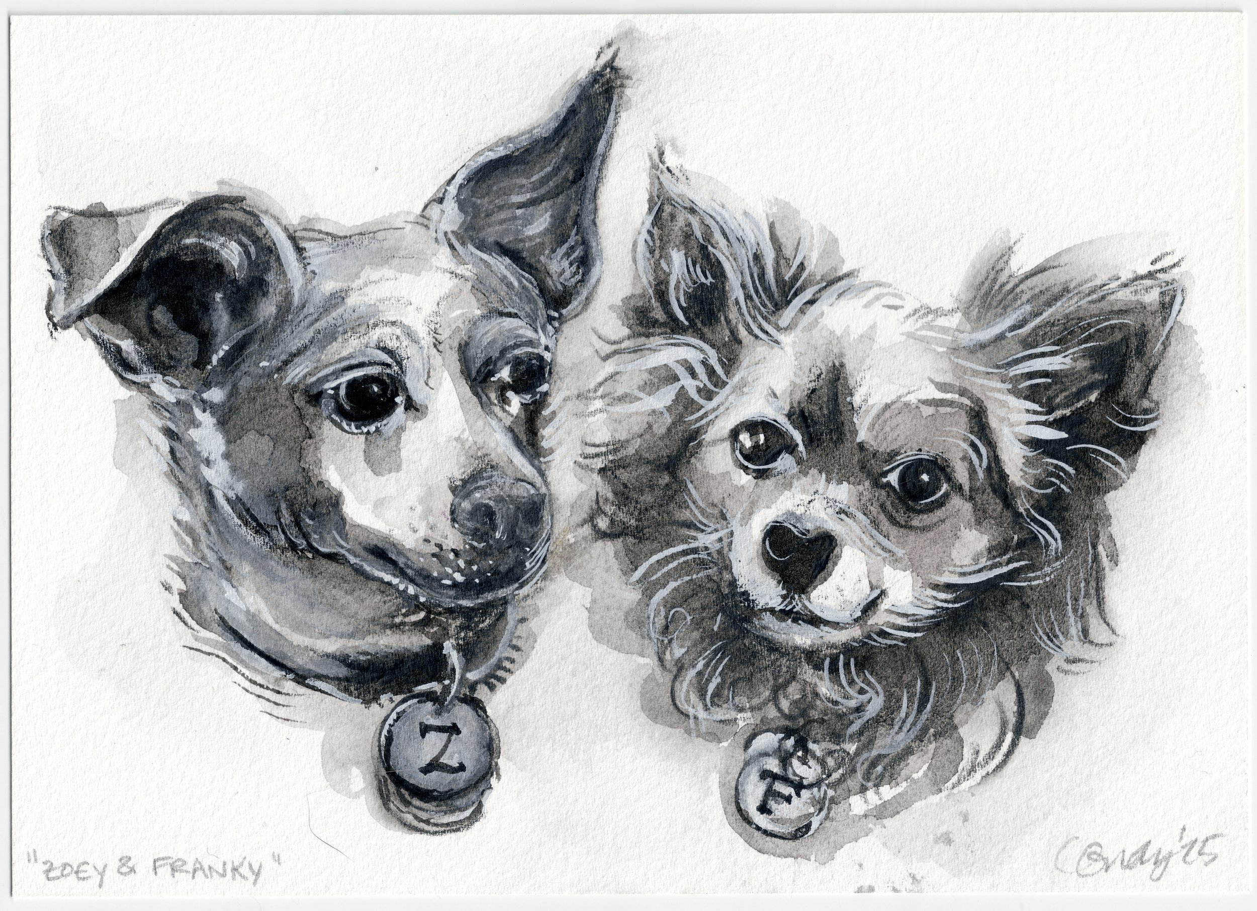 ZOEY & FRANKY, watercolor & gouache, 2025