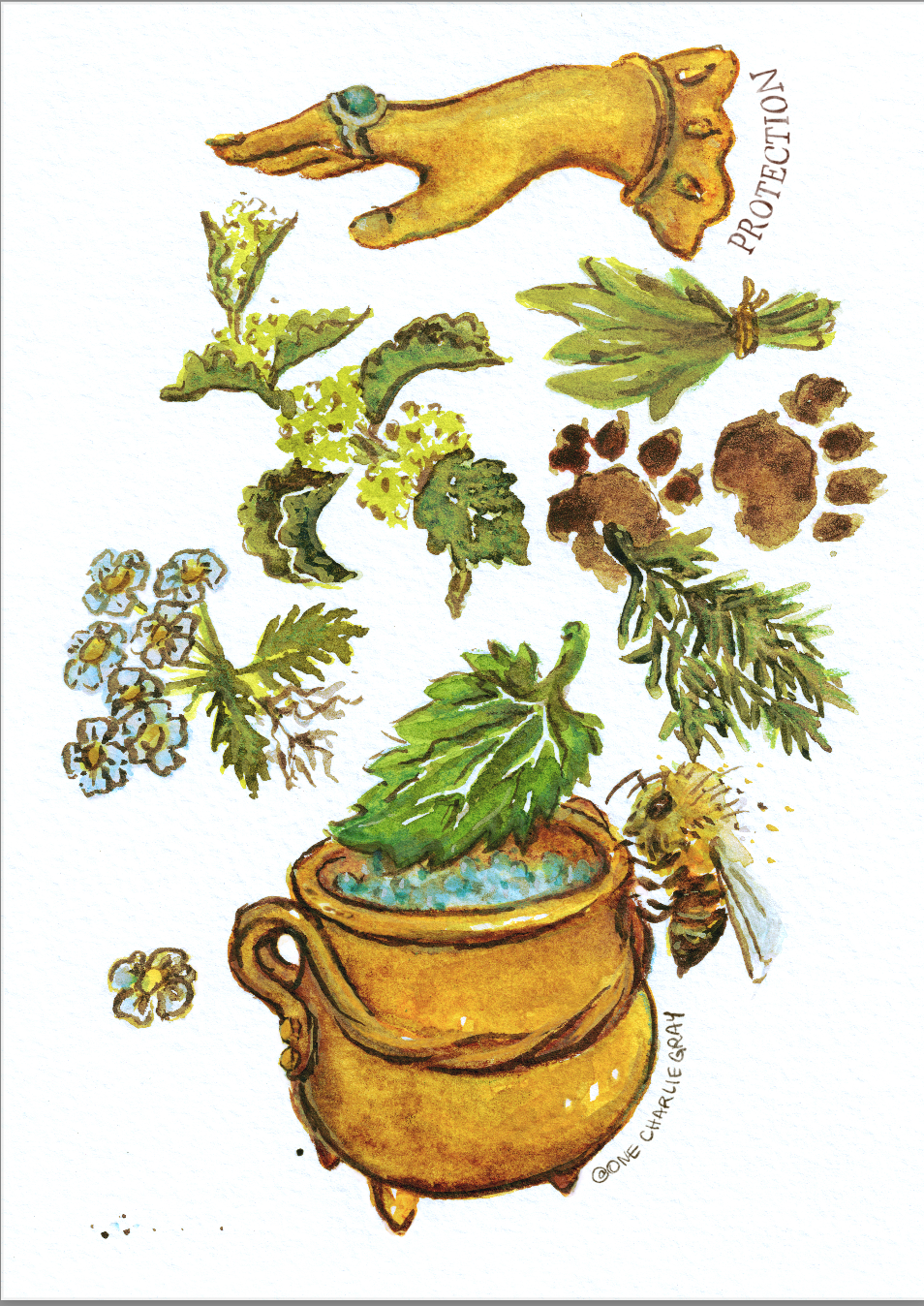SPELL FOR PROTECTION, watercolor & gouache, 2025