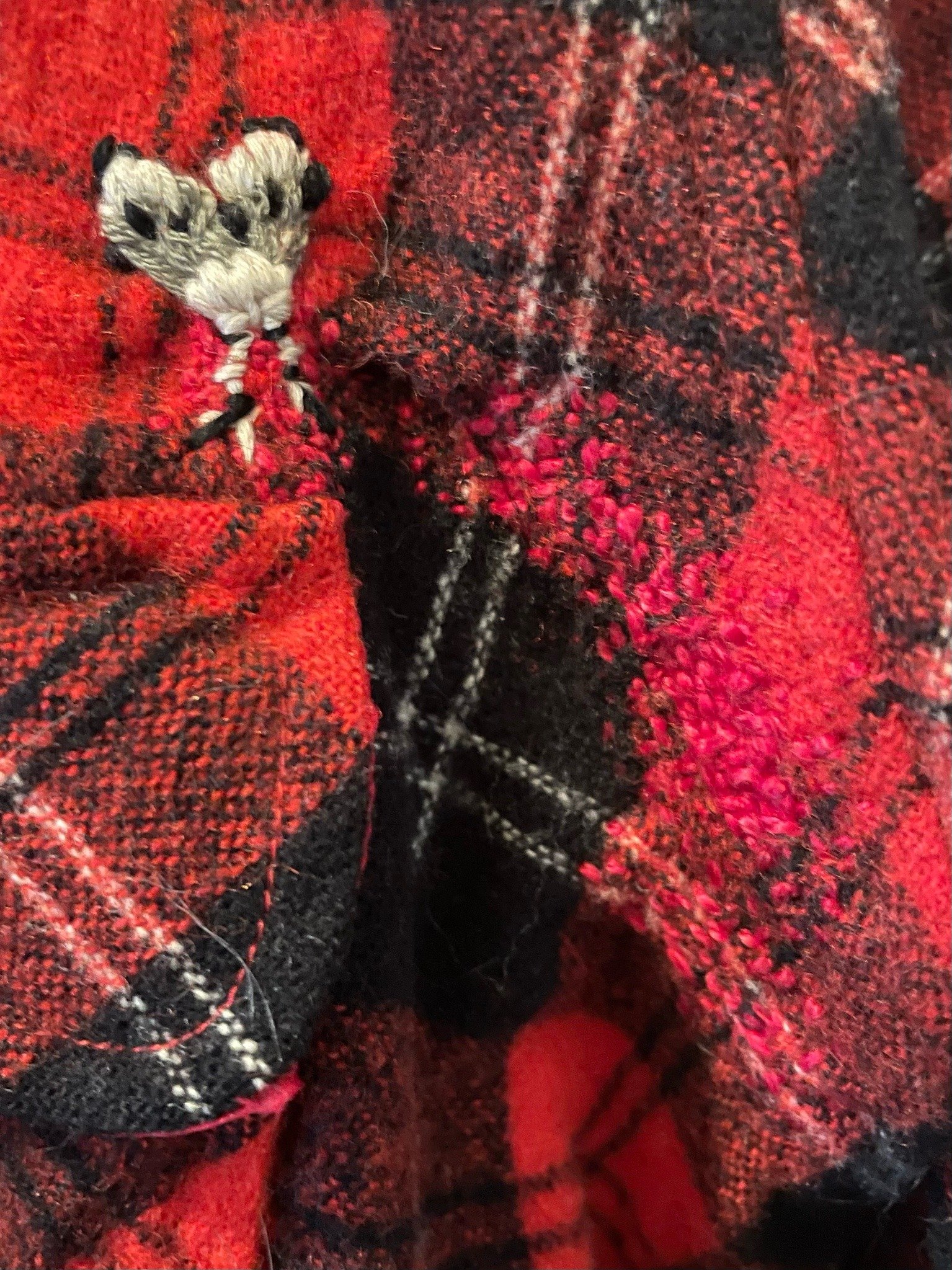 silk & cotton thread on wool flannel shirt