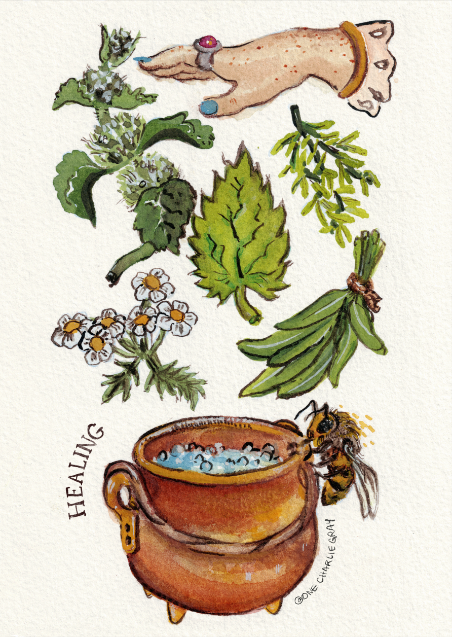 SPELL FOR HEALING, watercolor & gouache, 2025