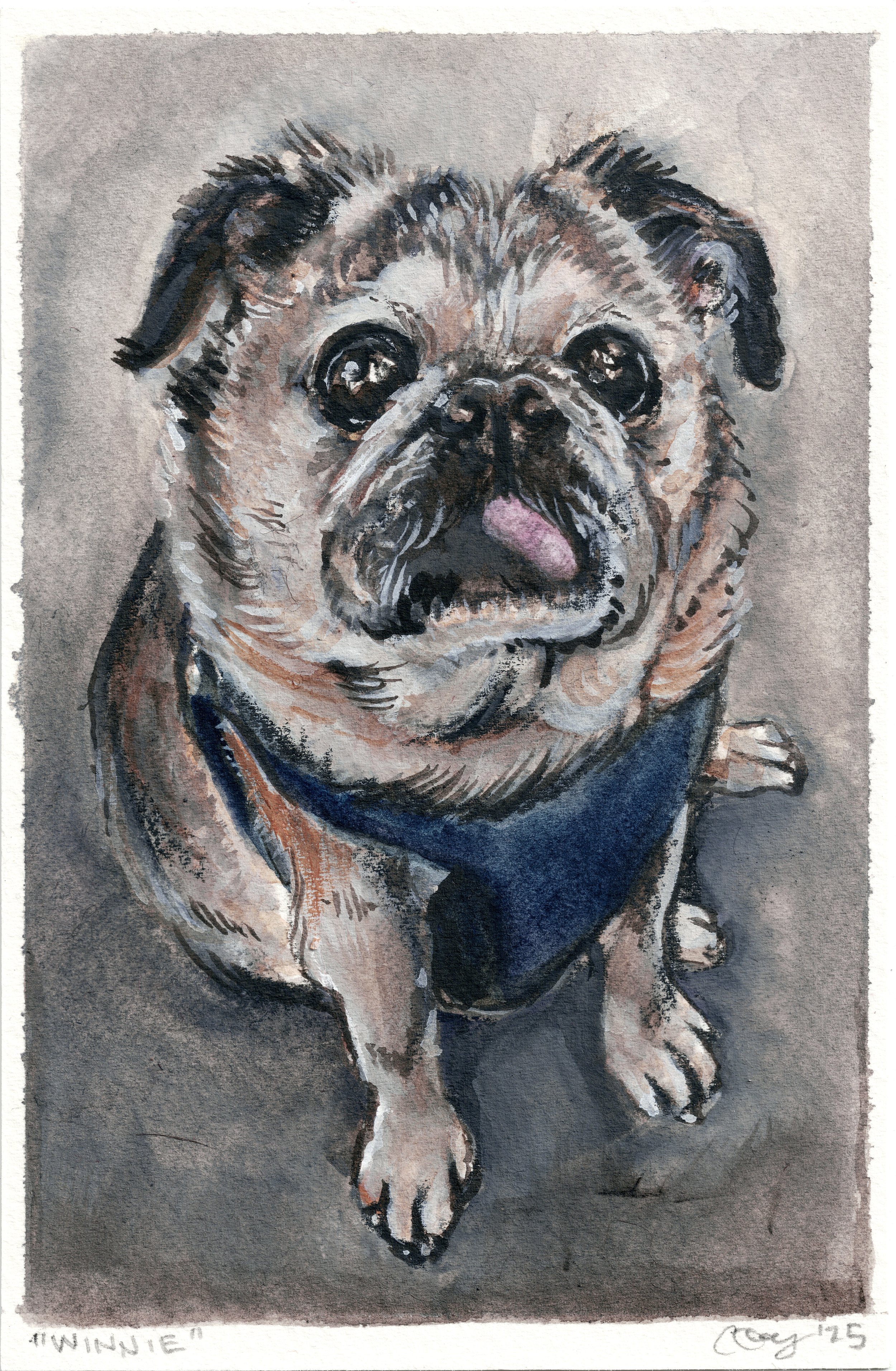 "Winnie," watercolor & gouache, 2025