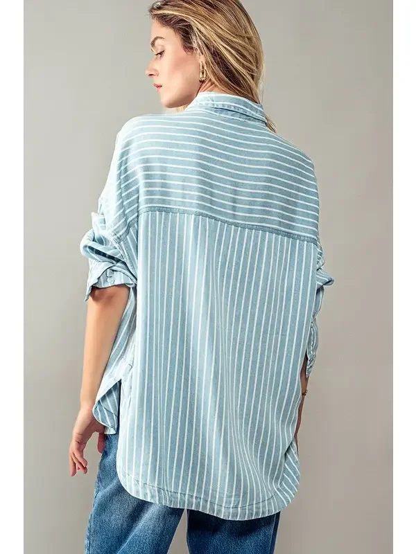 Casual Striped Button Down Collar Shirt 4.webp
