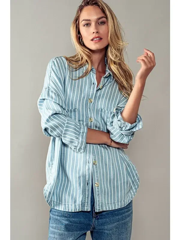 Casual Striped Button Down Collar Shirt 3.webp
