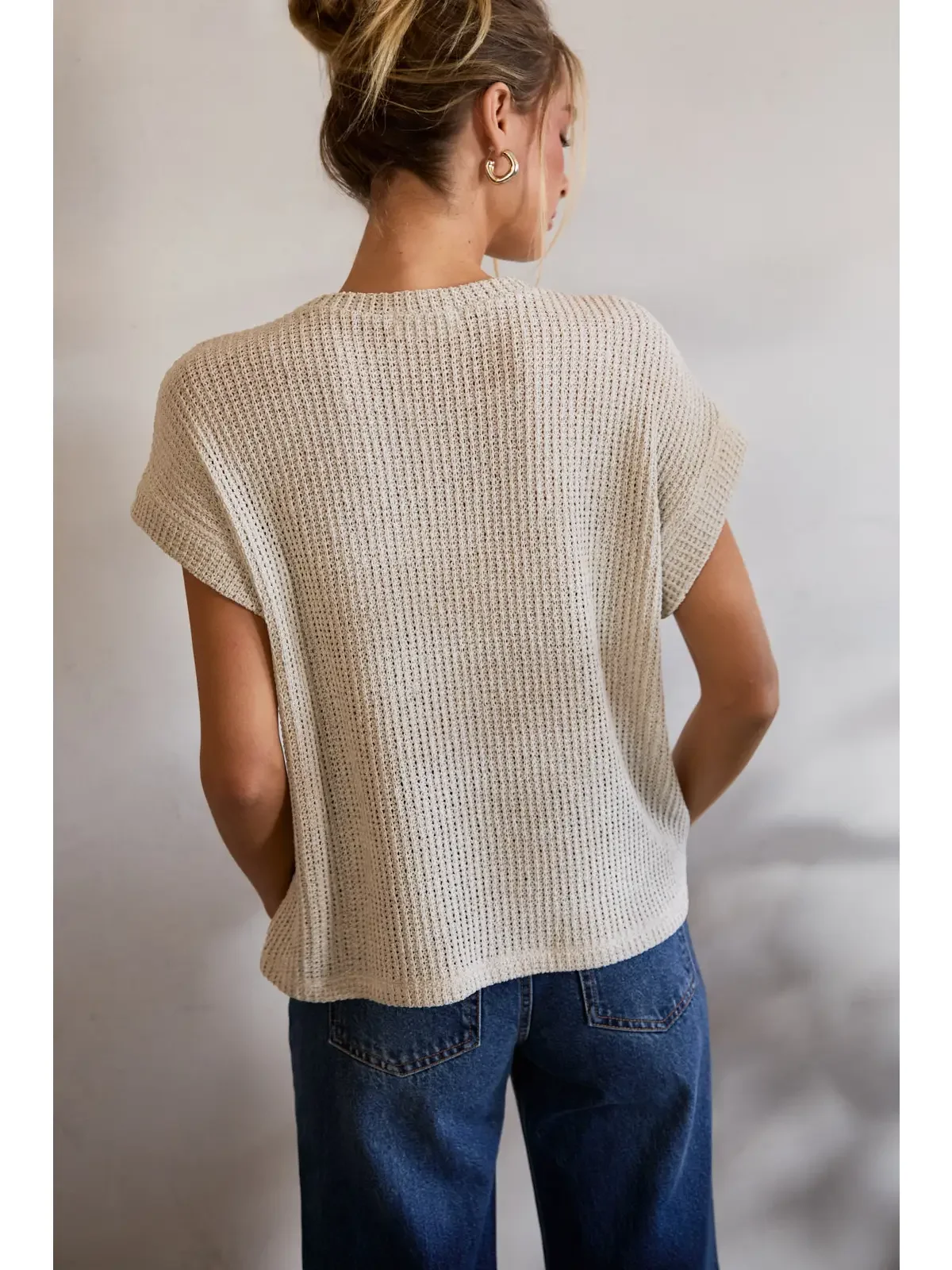 Crew Neck Cuffed Short Sleeve Top 2.webp