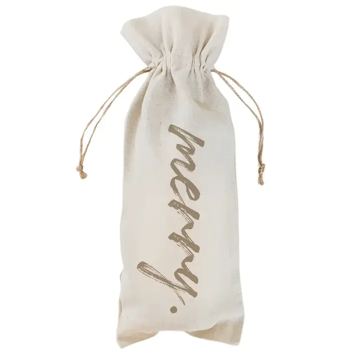 Merry Canvas Wine Bag