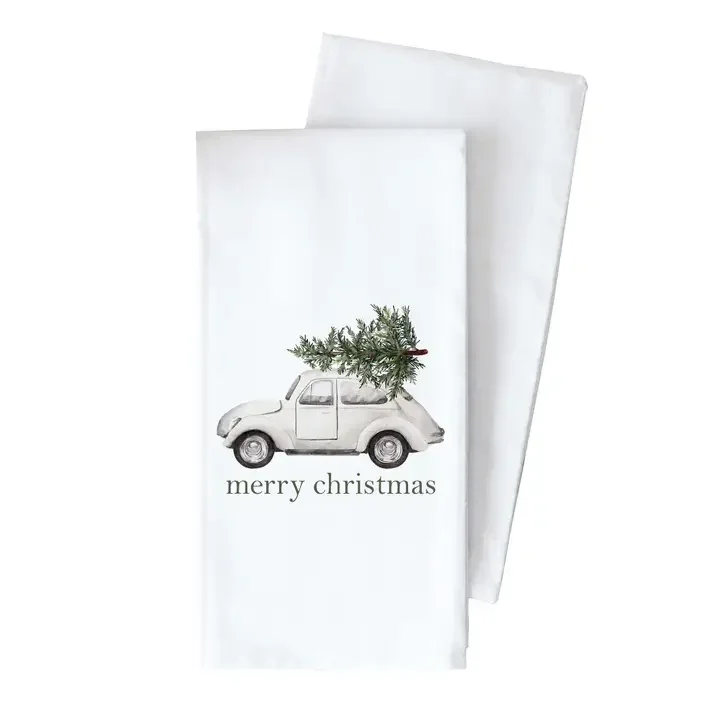 Merry Christmas Car Tea Towel