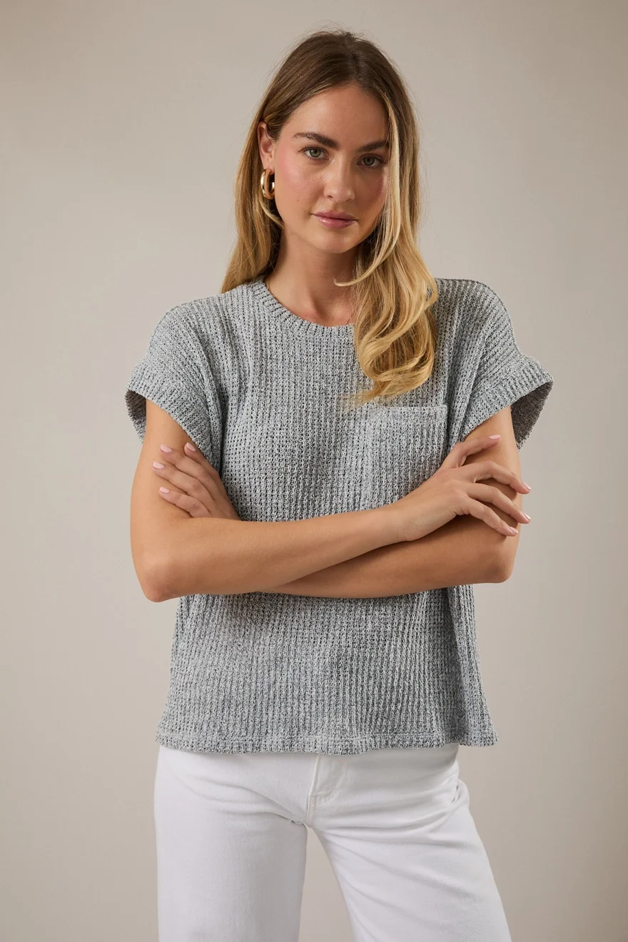 Crew Neck Cuffed Short Sleeve Top 6.webp