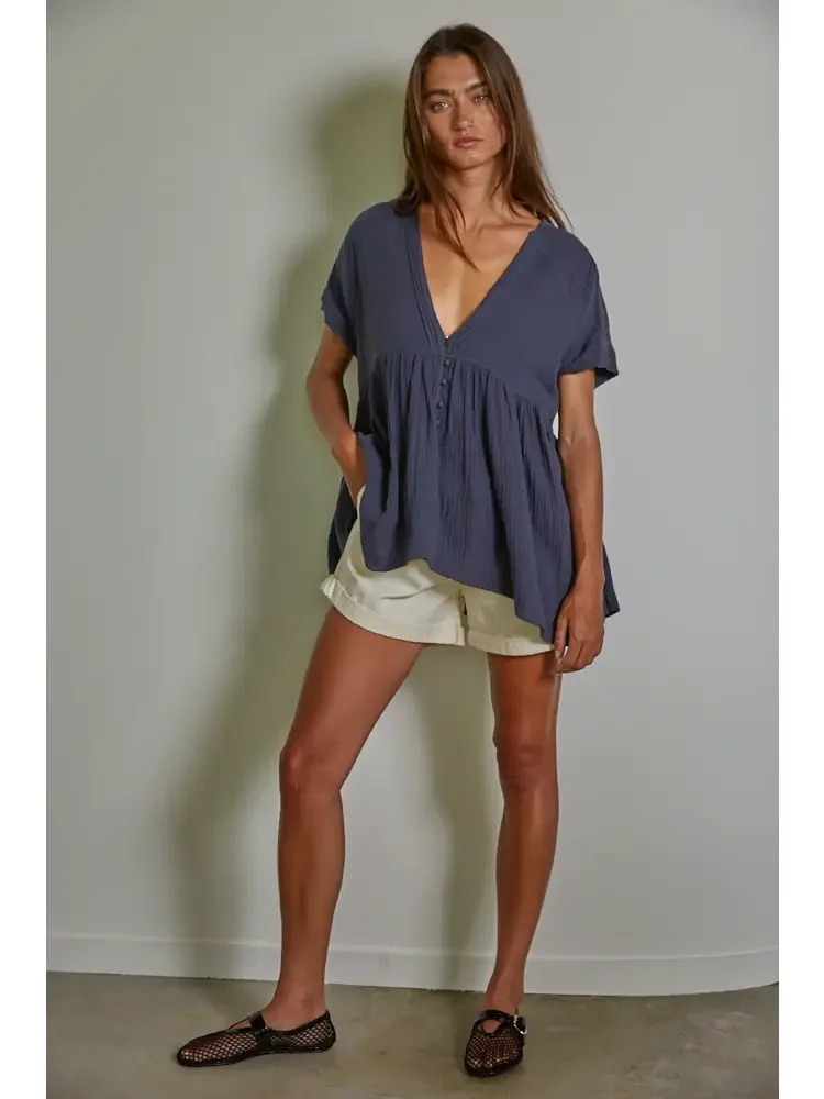 Plunged V-Neck Button Top 2.webp